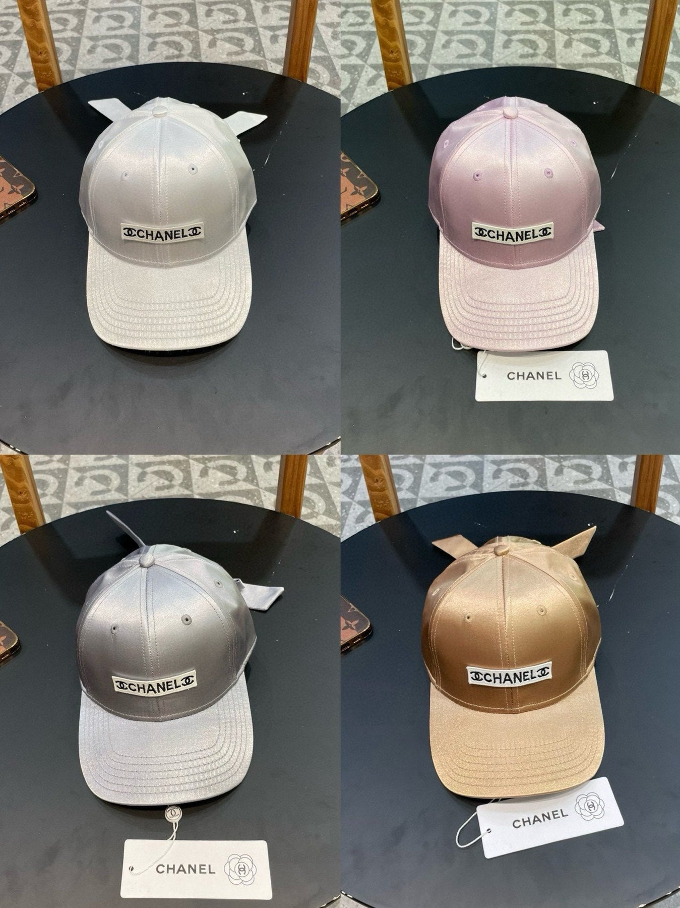 BASEBALL HAT IN PALE GRAY SILK SATIN 404863