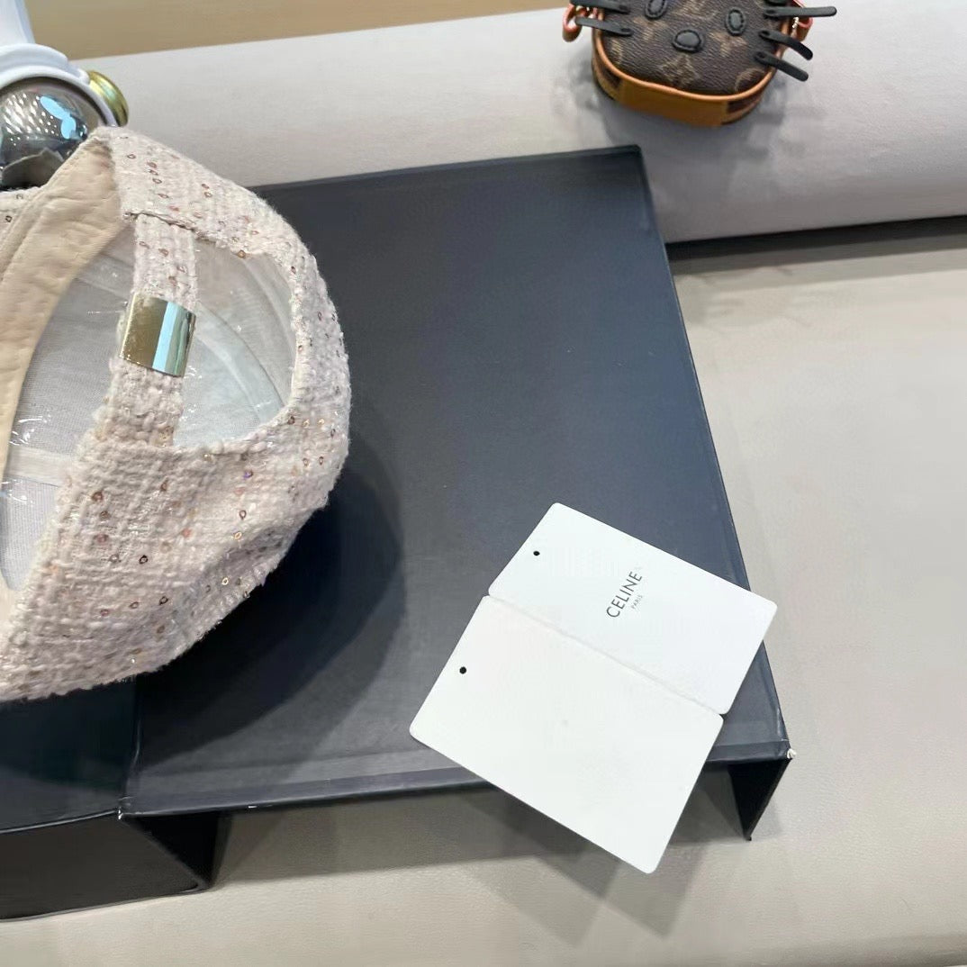 BASEBALL CAP MODEL 650506 IN BEIGE TEXTURED SPARKLE FABRIC