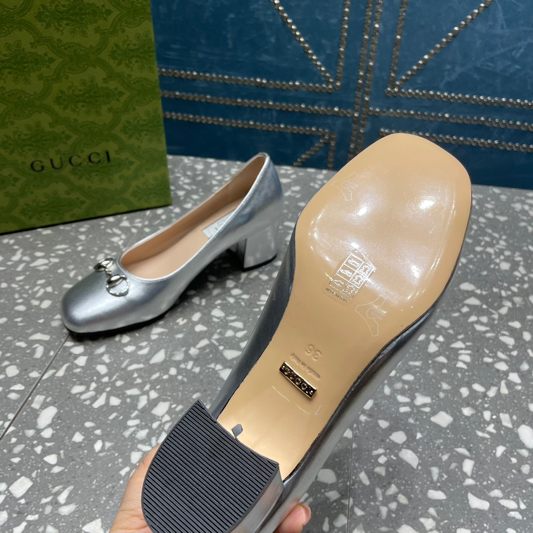 HIGH PUMP 55MM IN SILVER SHEEPSKIN