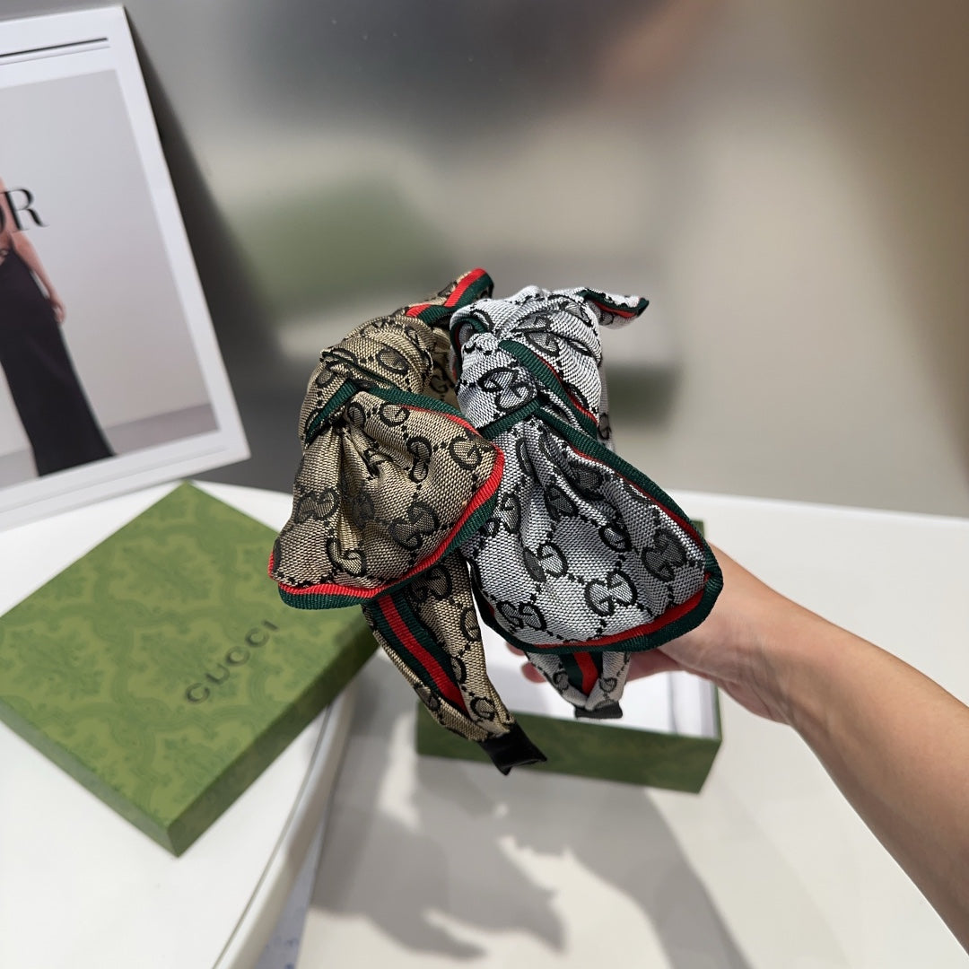 BOW HAIRBAND IN GRAY MONOGRAM CANVAS 414471