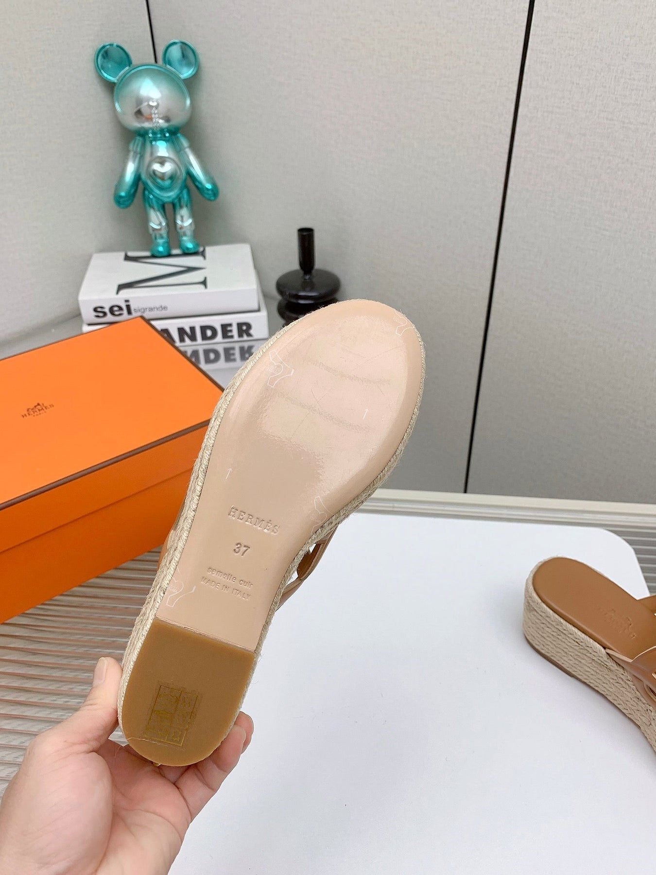 ITHEA 85 MM ESPADRILLE IN BRONZE BROWN CALFSKIN