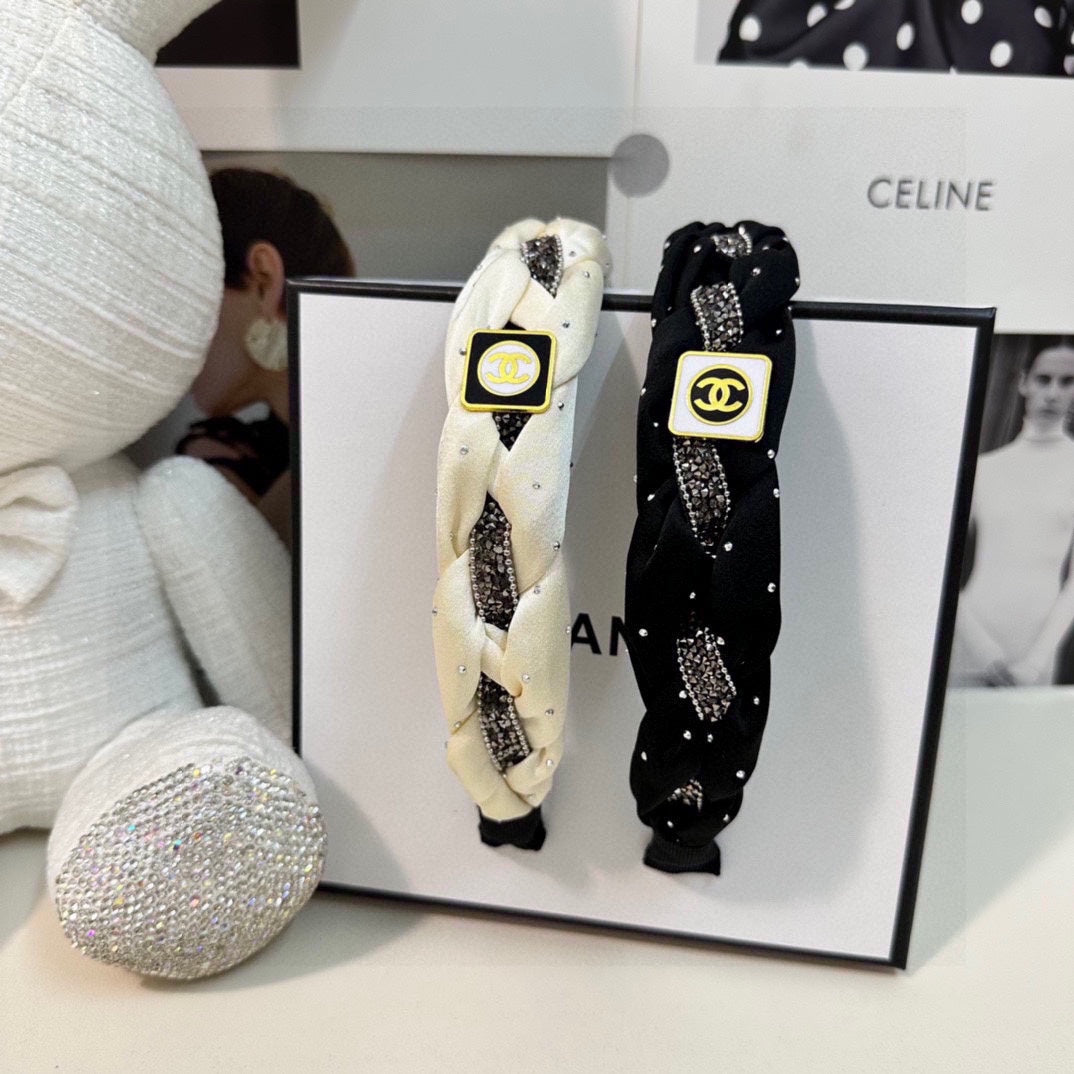 BLACK FABRIC HAIRBAND WITH CRYSTAL 412475