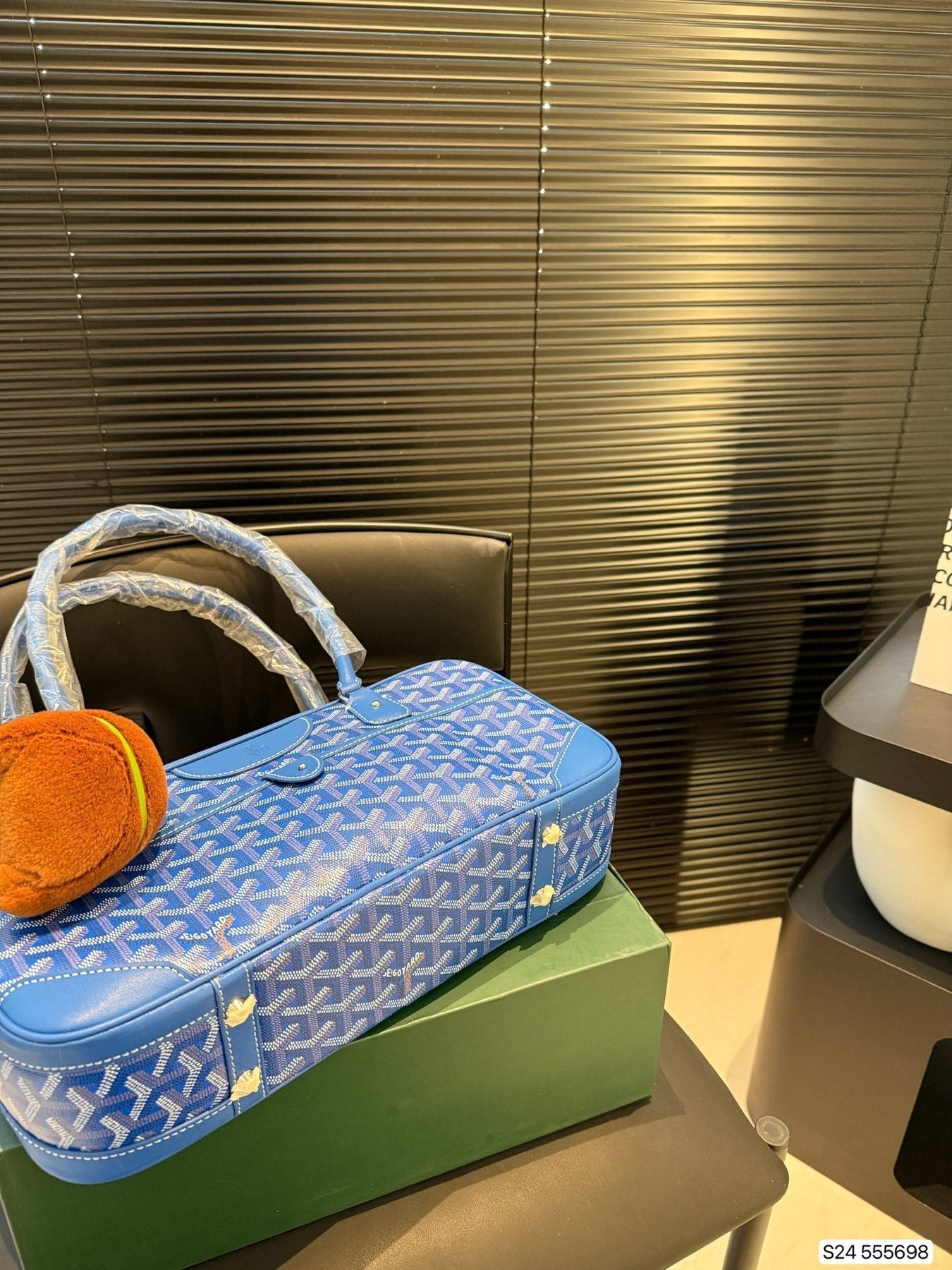 SAINT MARTIN BAG 35 IN BLUE GOYARDINE CANVAS AND CALFSKIN