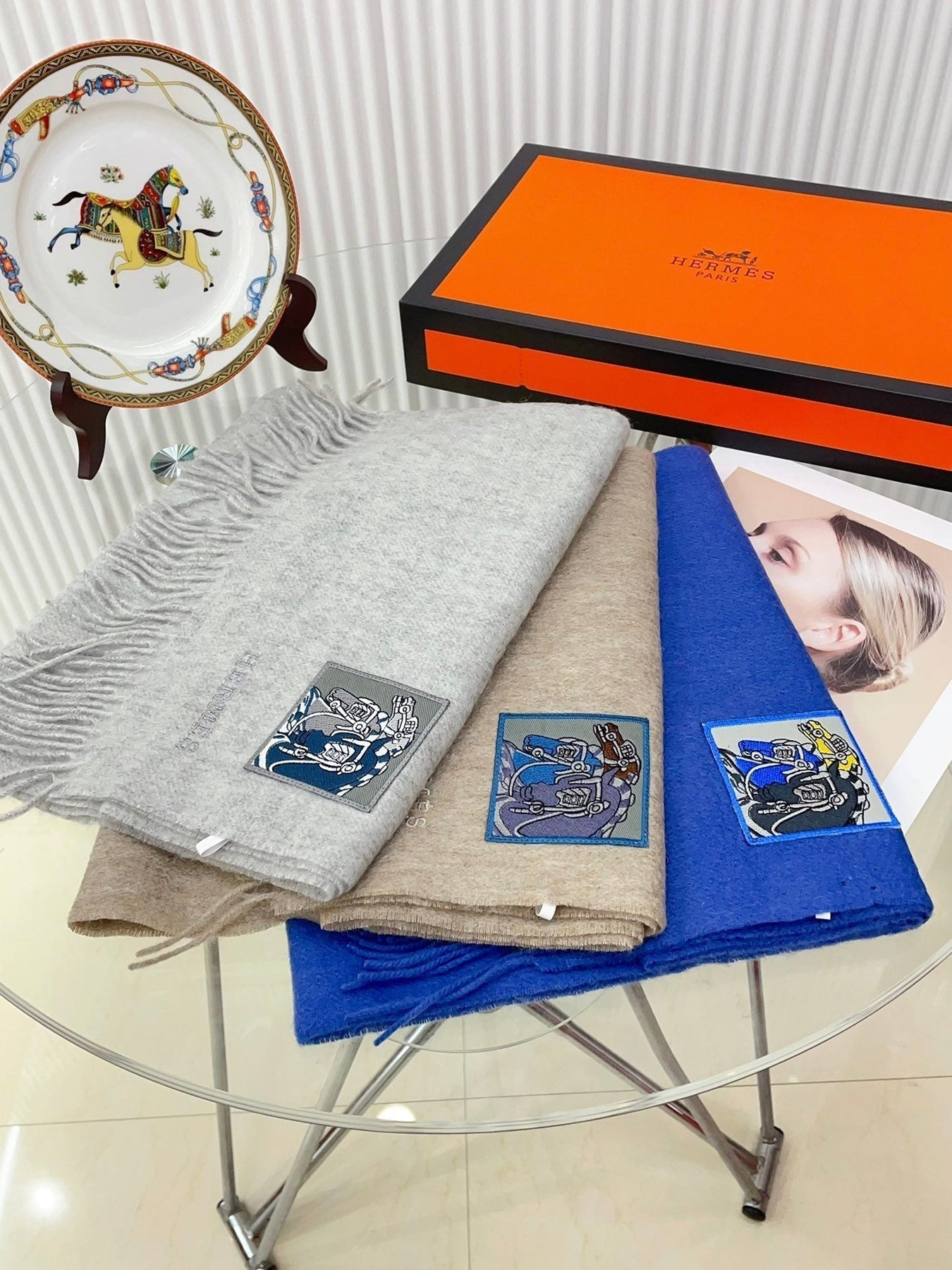 BADGES SOIE MUFFLER 180 CM SCRAF IN TAN BROWN CASHMERE