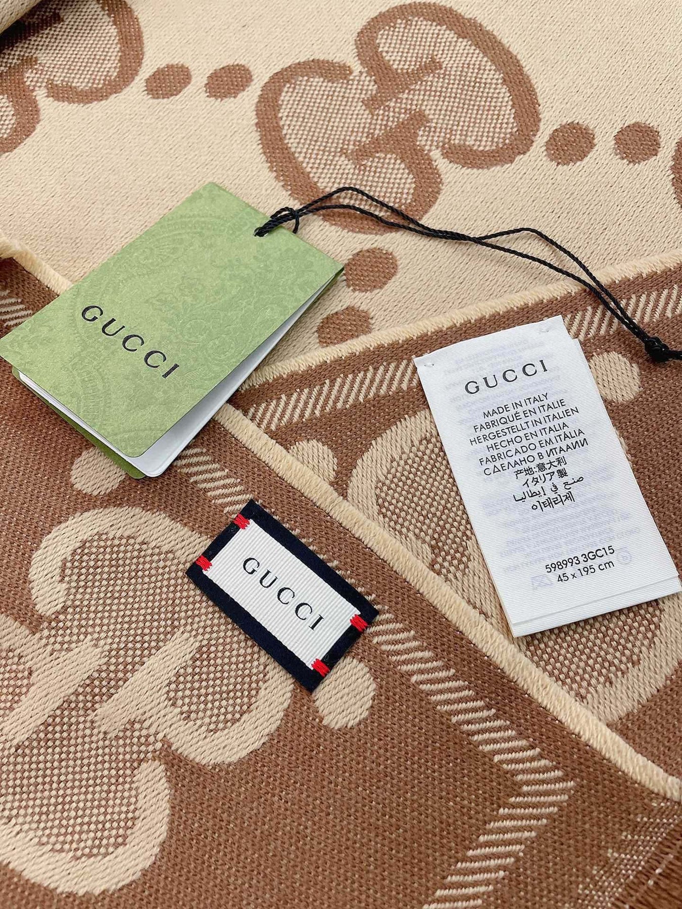 DOUBLE-SIDED SCARF 200 CM IN COFFEE AND TAN BROWN WOOL AND SILK 398287