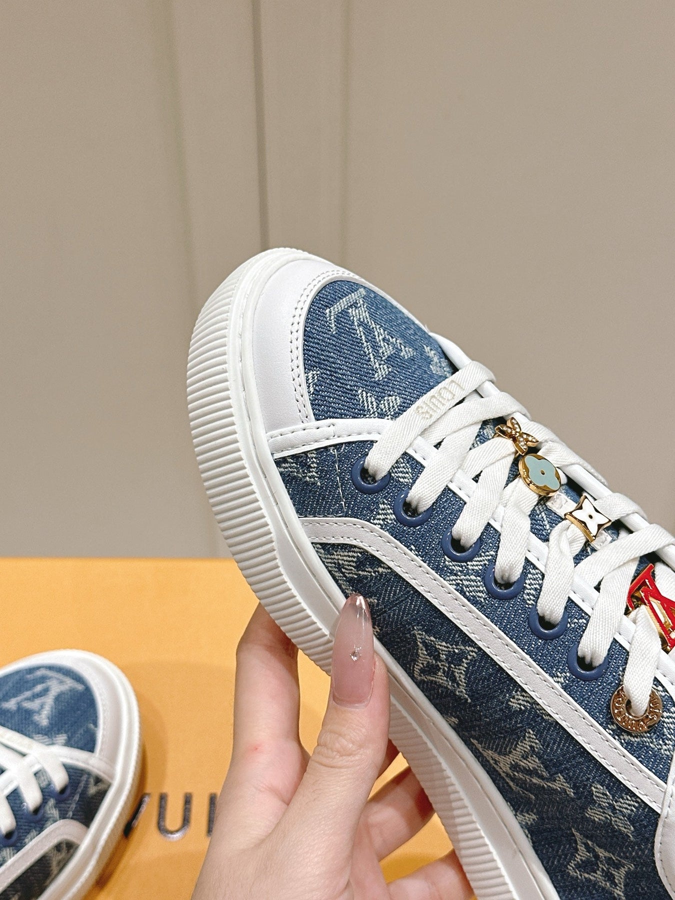 LV LAGOON SNEAKER IN DENIM BLUE MONOGRAM WITH BUCKLE