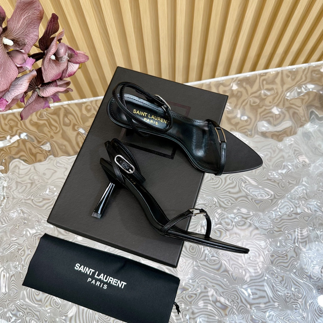 KITTY SANDALS 70 IN BLACK LEATHER