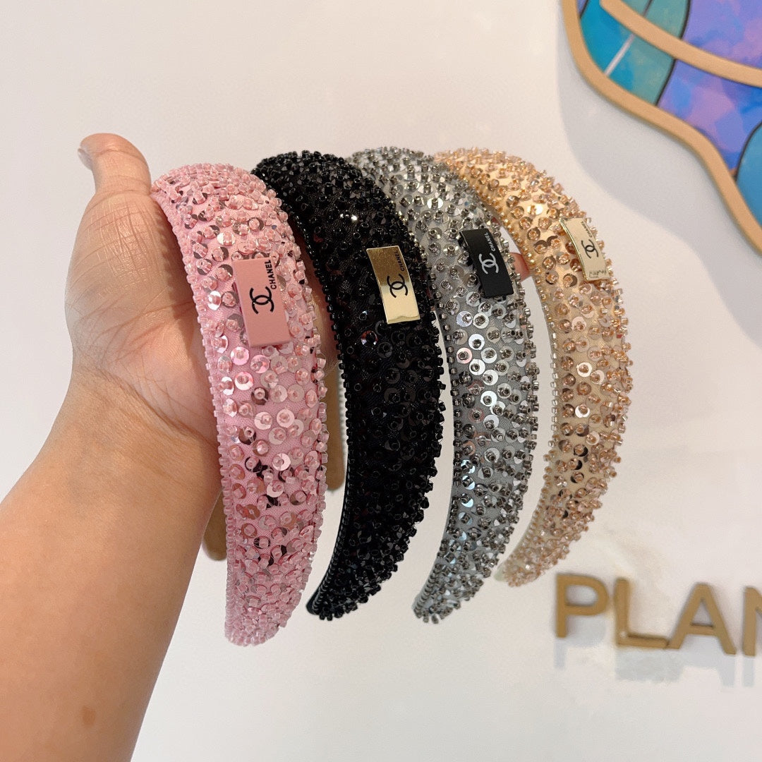 BLACK FABRIC WITH SEQUINS HAIRBAND 412430