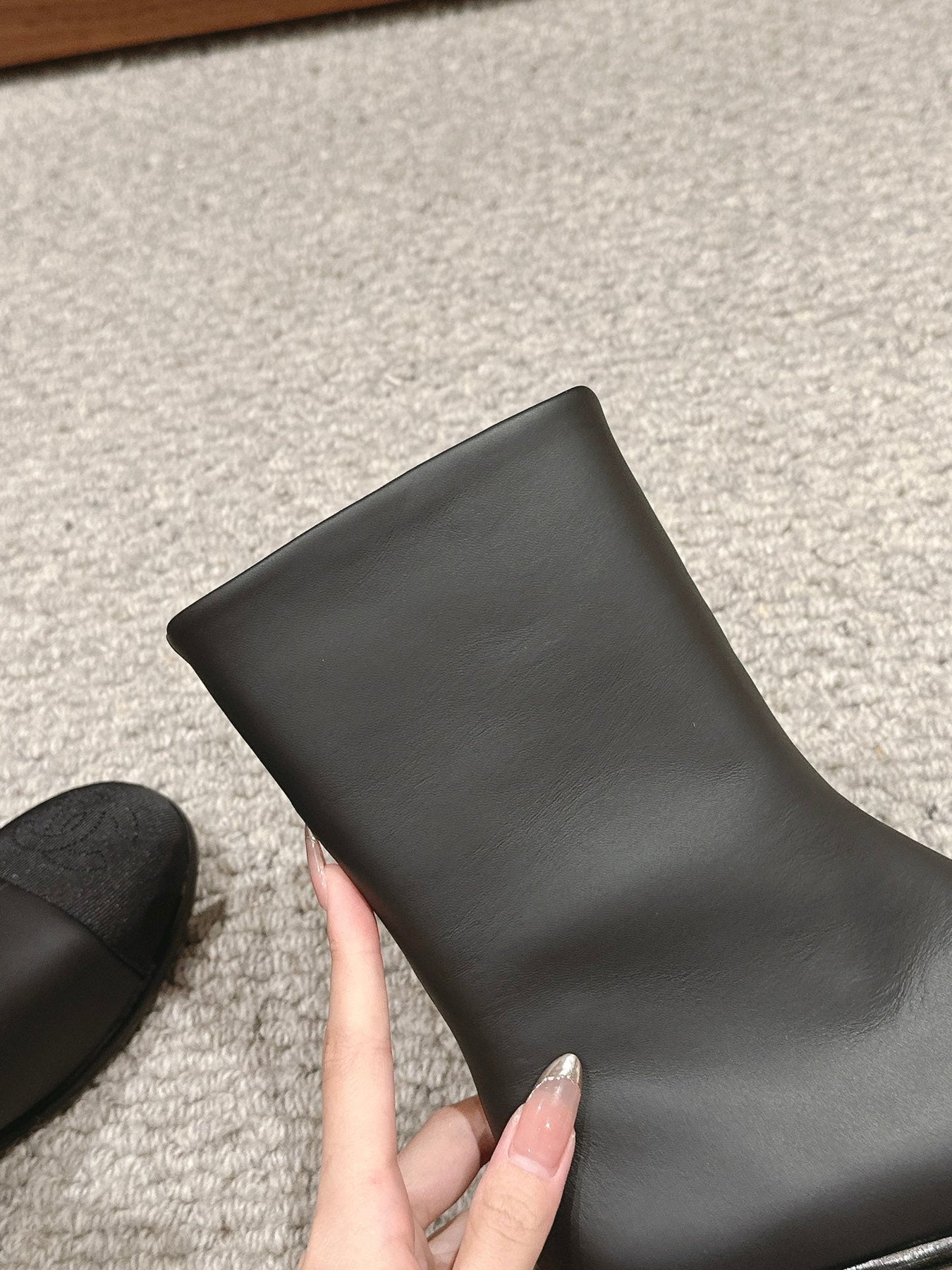 CC SHORT BOOTS IN BLACK LAMBSKIN AND FABRIC