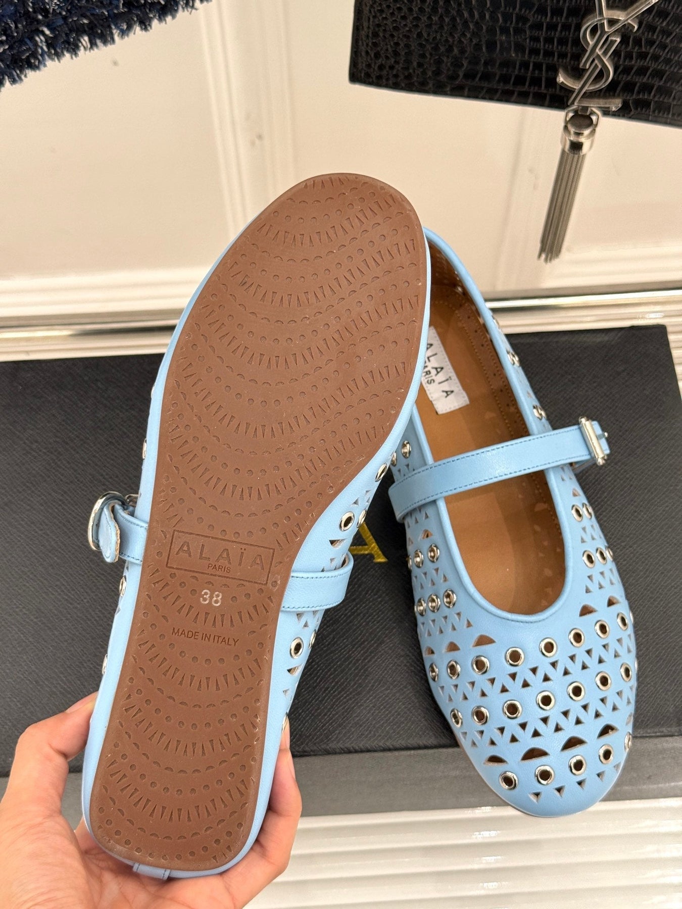 MARY JANE IN LIGHT BLUE CALFSKIN