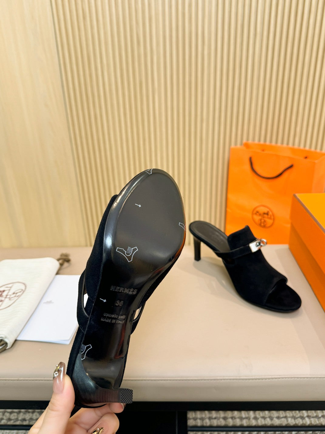 HEDEN MULE 80 BLACK SUEDE