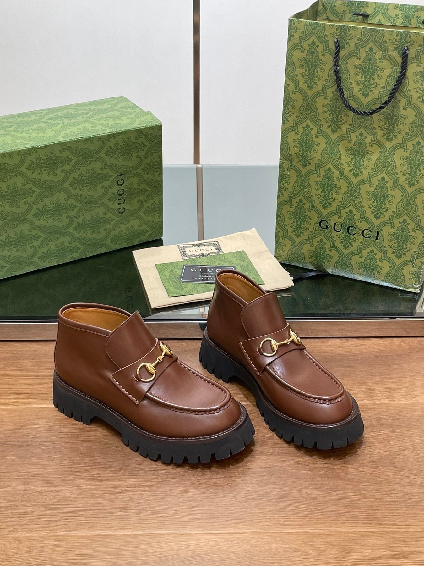 HORSEBIT ANKLE BOOTS 4.5CM IN RUSSET BROWN CALFSKIN