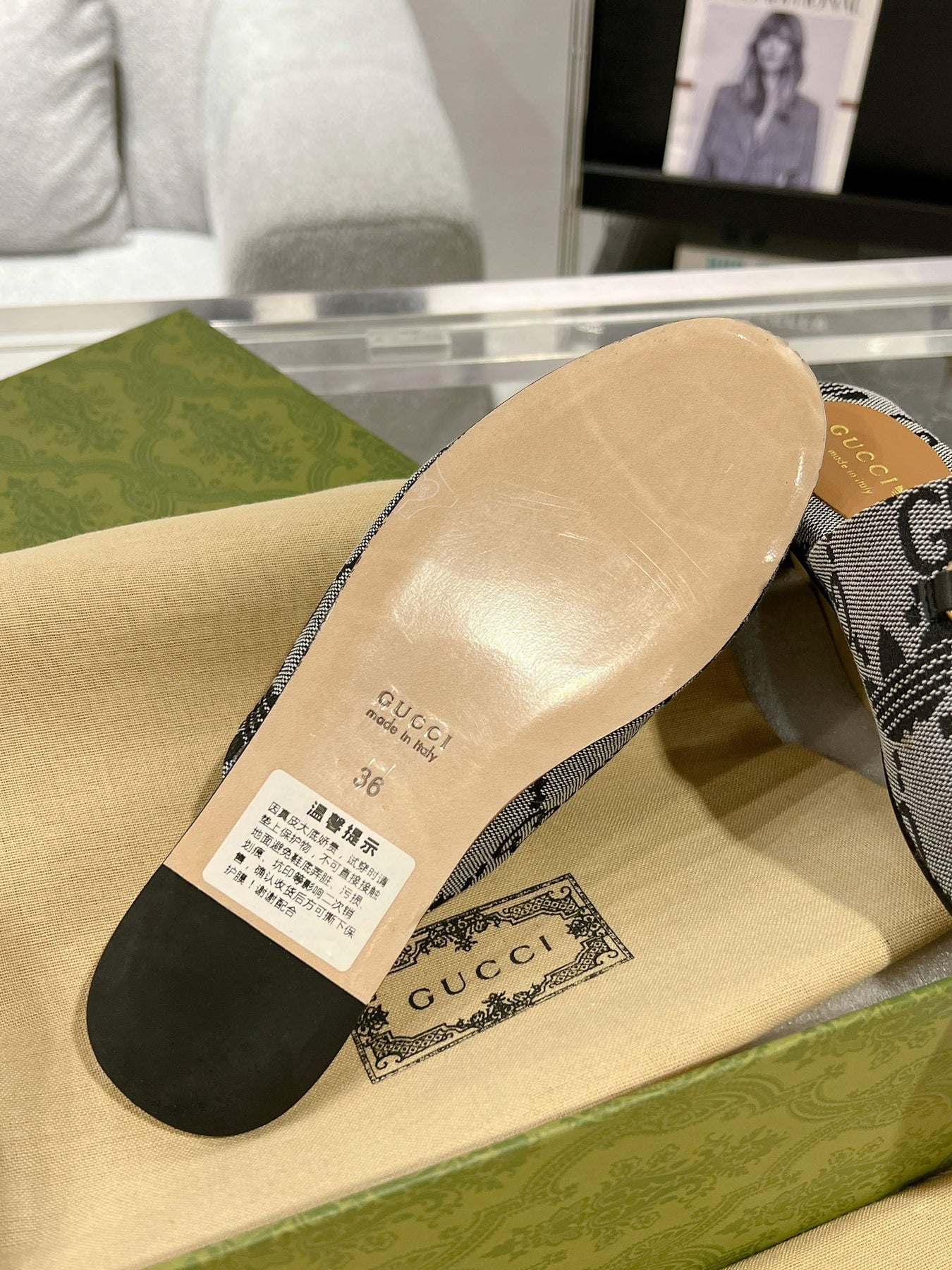 GG & ADIDAS MULE HORSEBIT BUCKLE LIGHT GRAY CANVAS