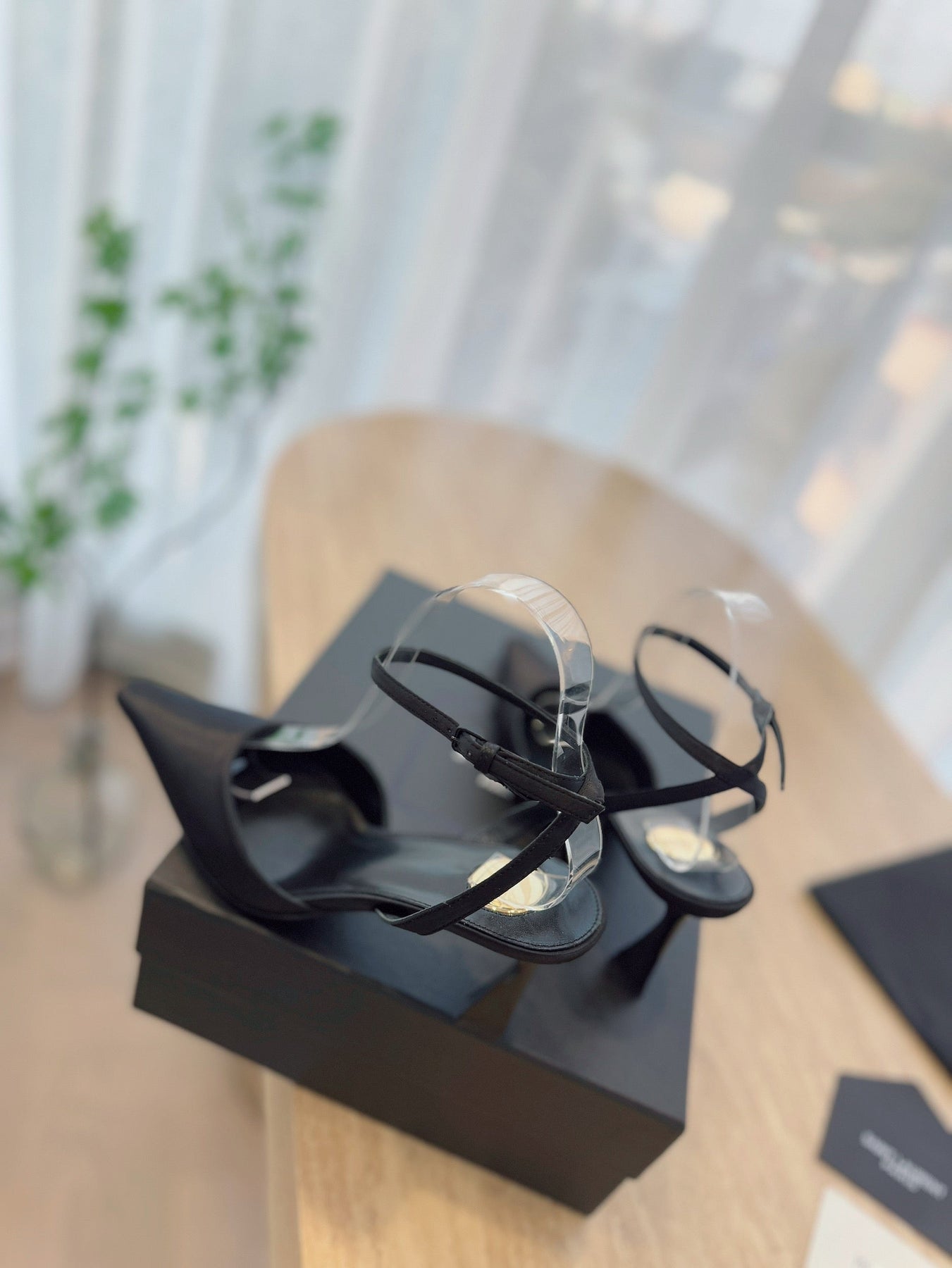 HIGH SLINGBACK 75 MM IN BLACK CALFSKIN