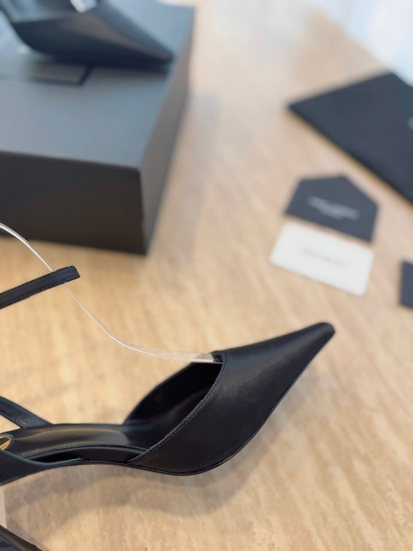 HIGH SLINGBACK 75 MM IN BLACK CALFSKIN