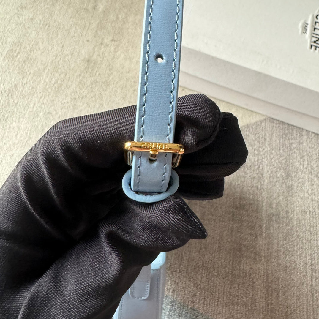 MINI 22 TILLY BAG IN COOL GRAY BLUE CALFSKIN