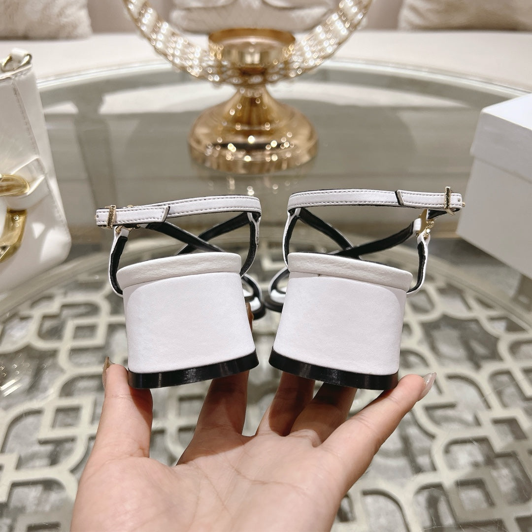 HIGH SANDAL 45MM IN WHITE LAMBSKIN