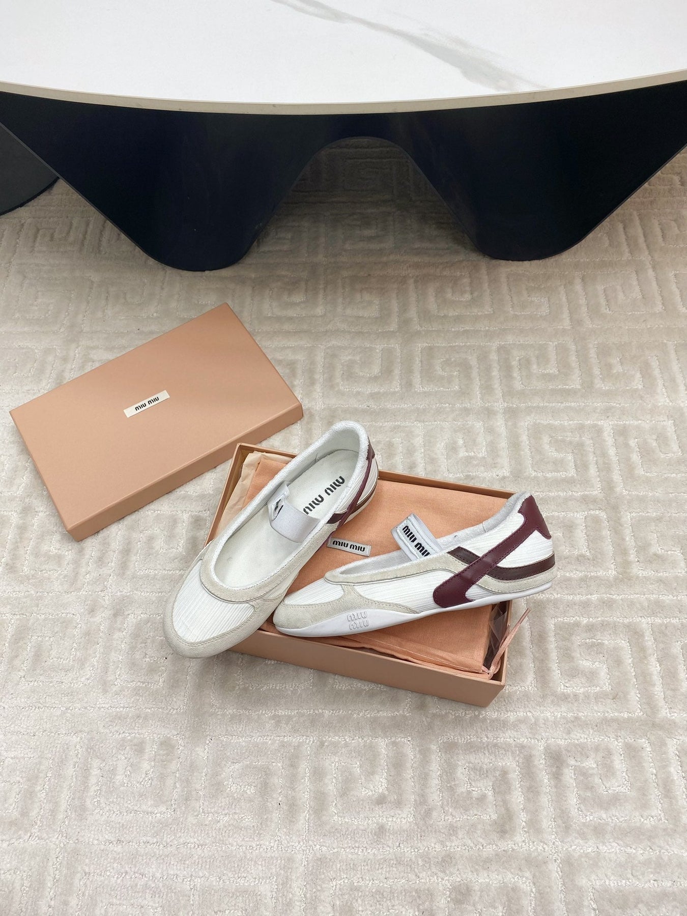 BALLET FLAT SHOES IN WHITE MESH AND BEIGE SUEDE