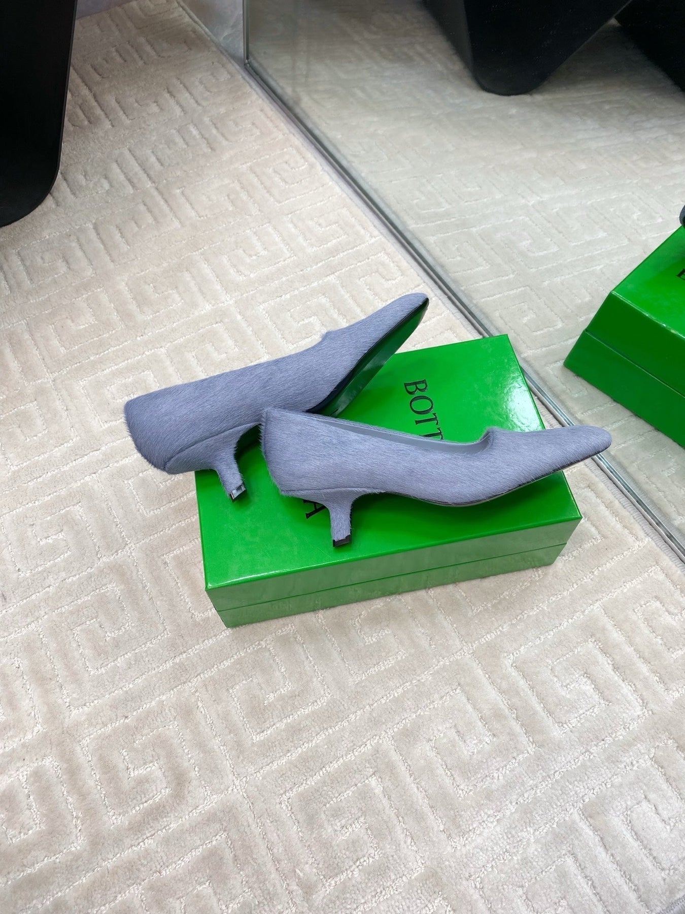 BOOGIE JAGUAR-PRINTED CALF HAIR PUMPS 45 MM PIGEON BLUE