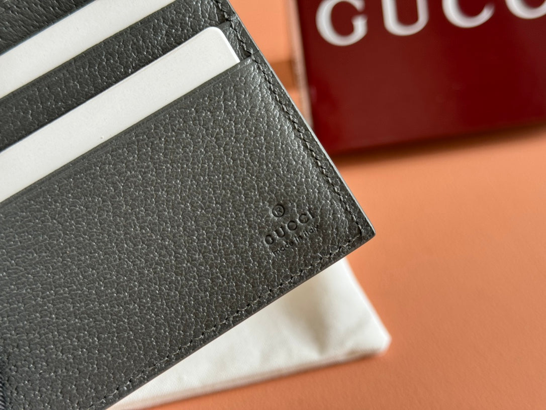 INTERIOR GG BI-FOLD WALLET 11 IN GREY CALFSKIN