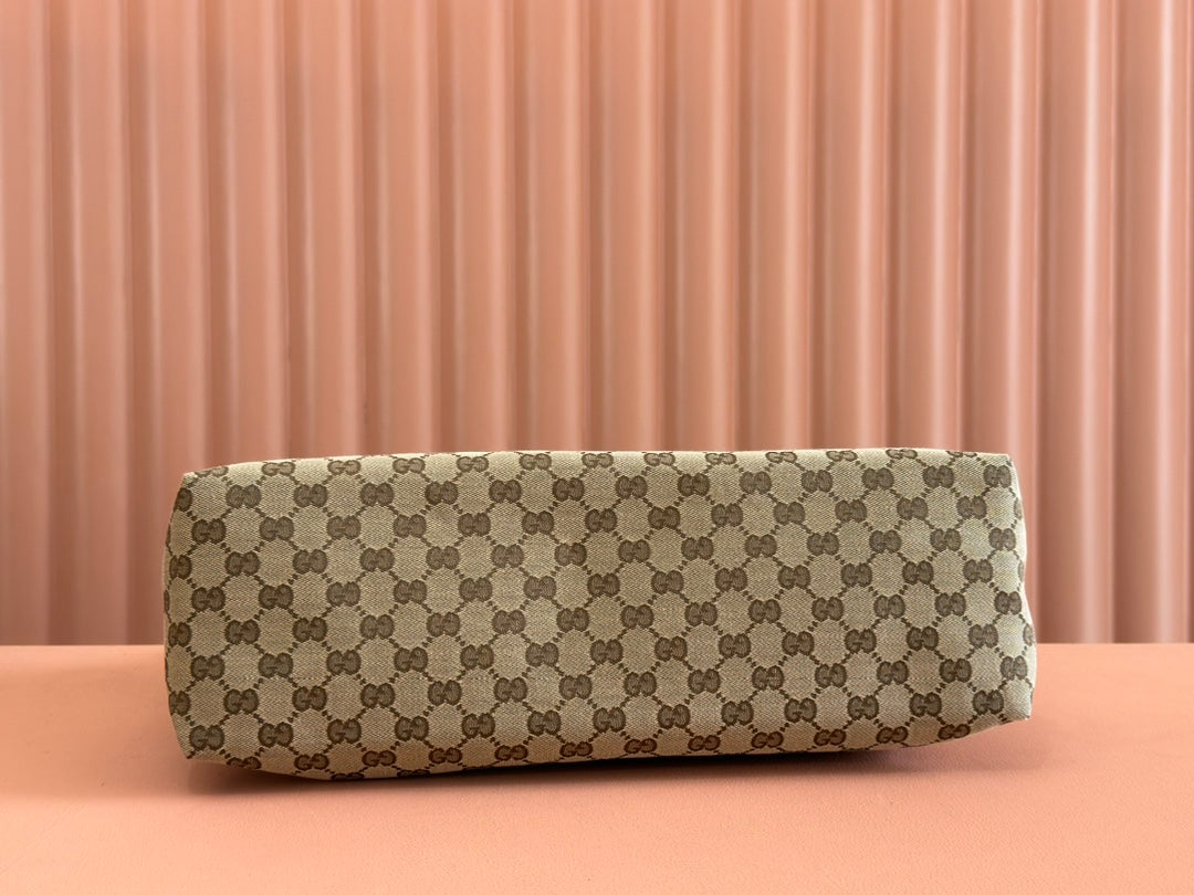 LARGE CROSSBODY BAG 36 IN BEIGE AND DARK BROWN CANVAS MONOGRAM LOGO