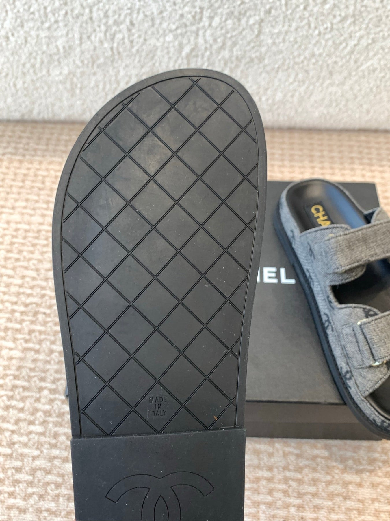 DAD SANDAL IN BLACK DENIM FABRIC MULE