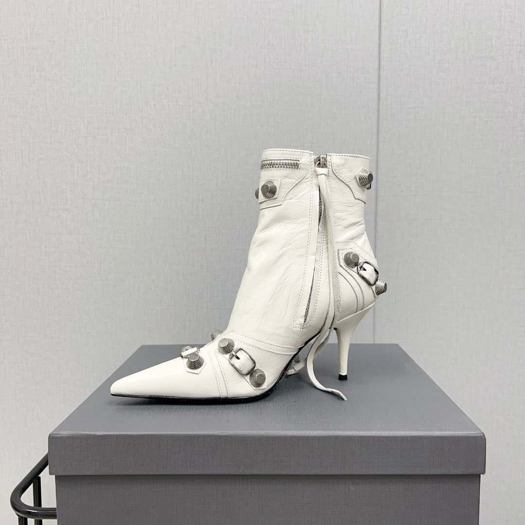 CAGOLE HIGH BOOTS IN WHITE LAMBSKIN