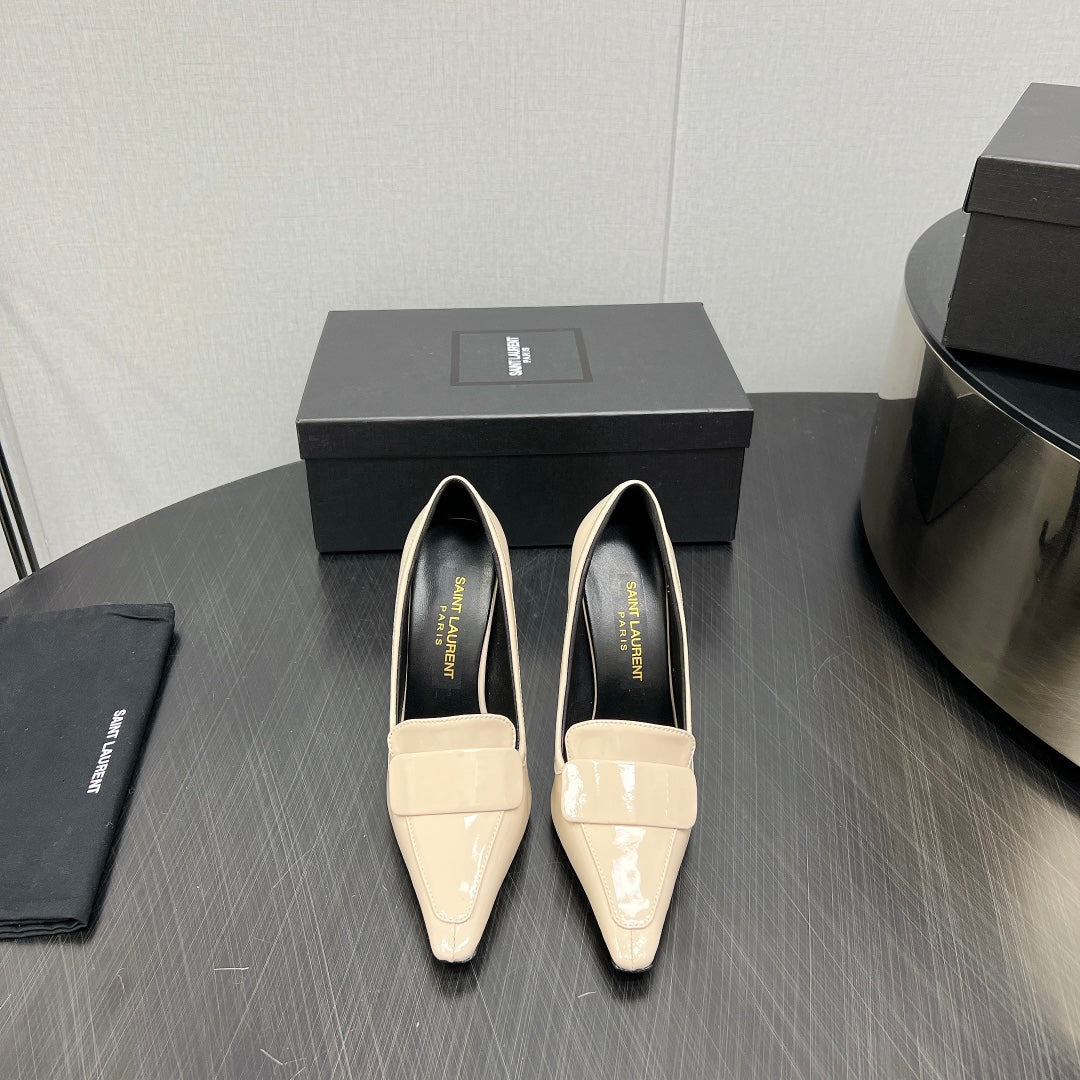 D'ORSAY PUMPS IN CREAM GLOSSY CALFSKIN