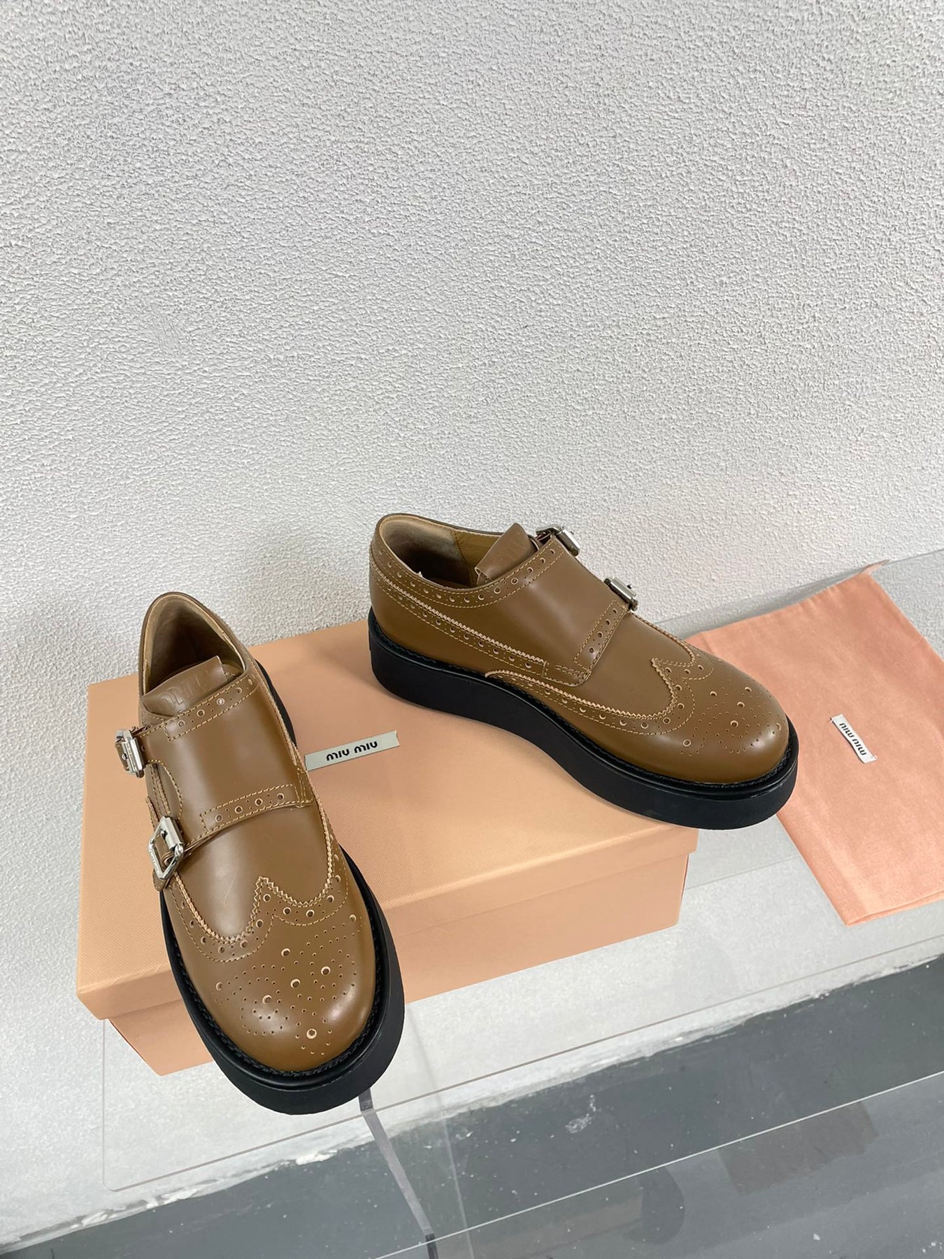 Baroque Thick-Soled Oxford Shoes Cider Calfskin