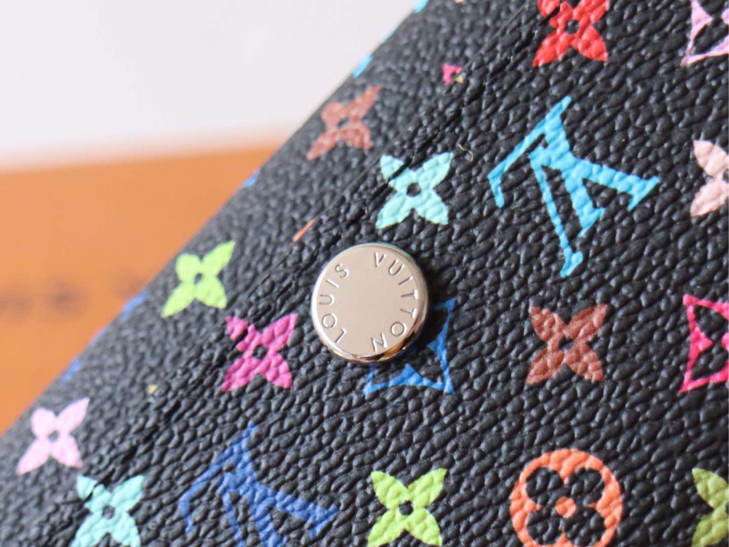 ROSALIE WALLET 12 IN BLACK MIX COLORFUL CALFSKIN