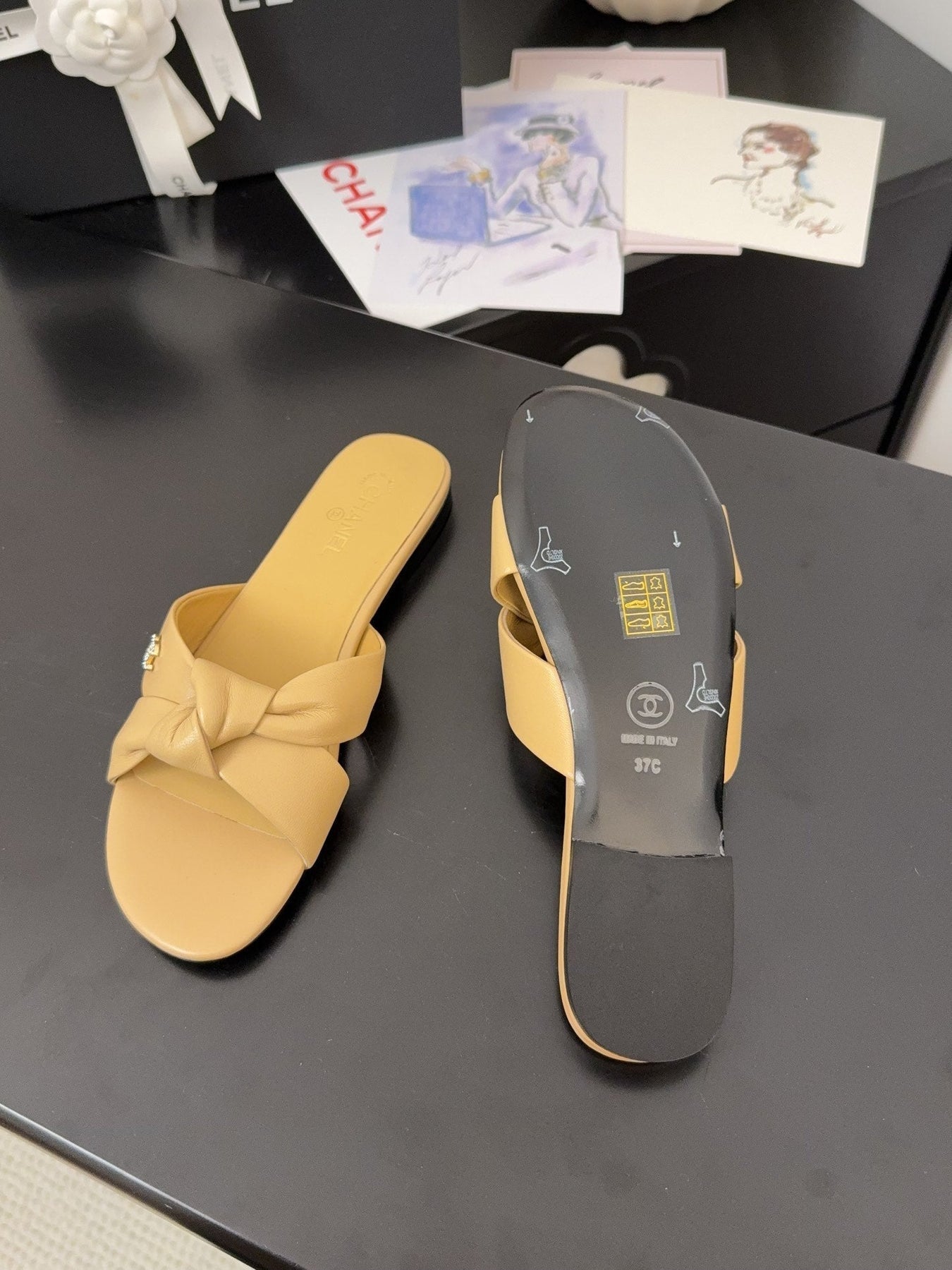 LACE MULE 2 CM IN SUN YELLOW LAMBSKIN
