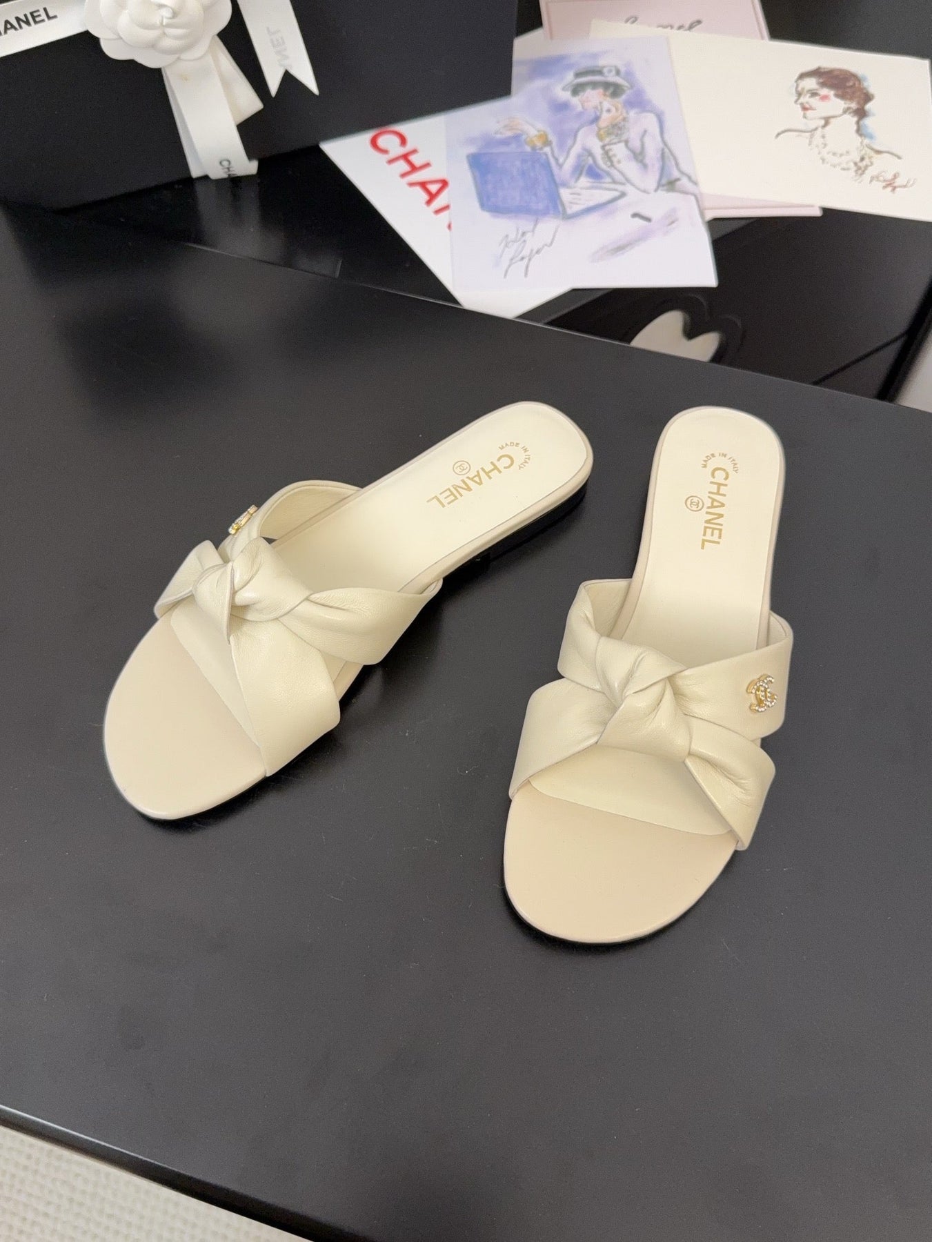 LACE MULE 2 CM IN WHITE CREAM LAMBSKIN