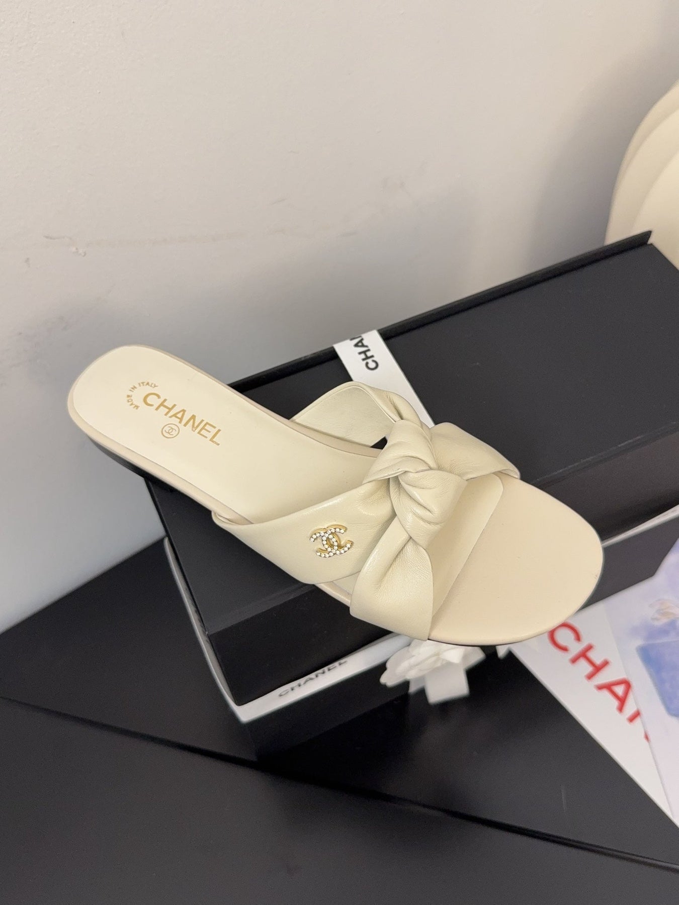 LACE MULE 2 CM IN WHITE CREAM LAMBSKIN