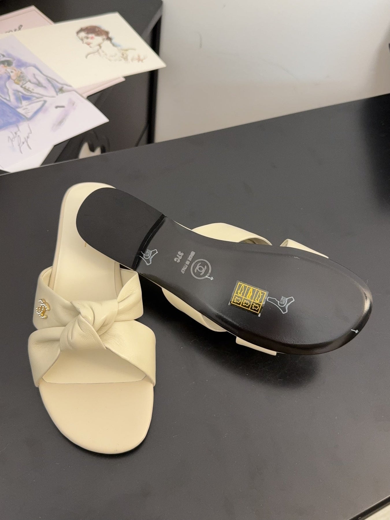 LACE MULE 2 CM IN WHITE CREAM LAMBSKIN