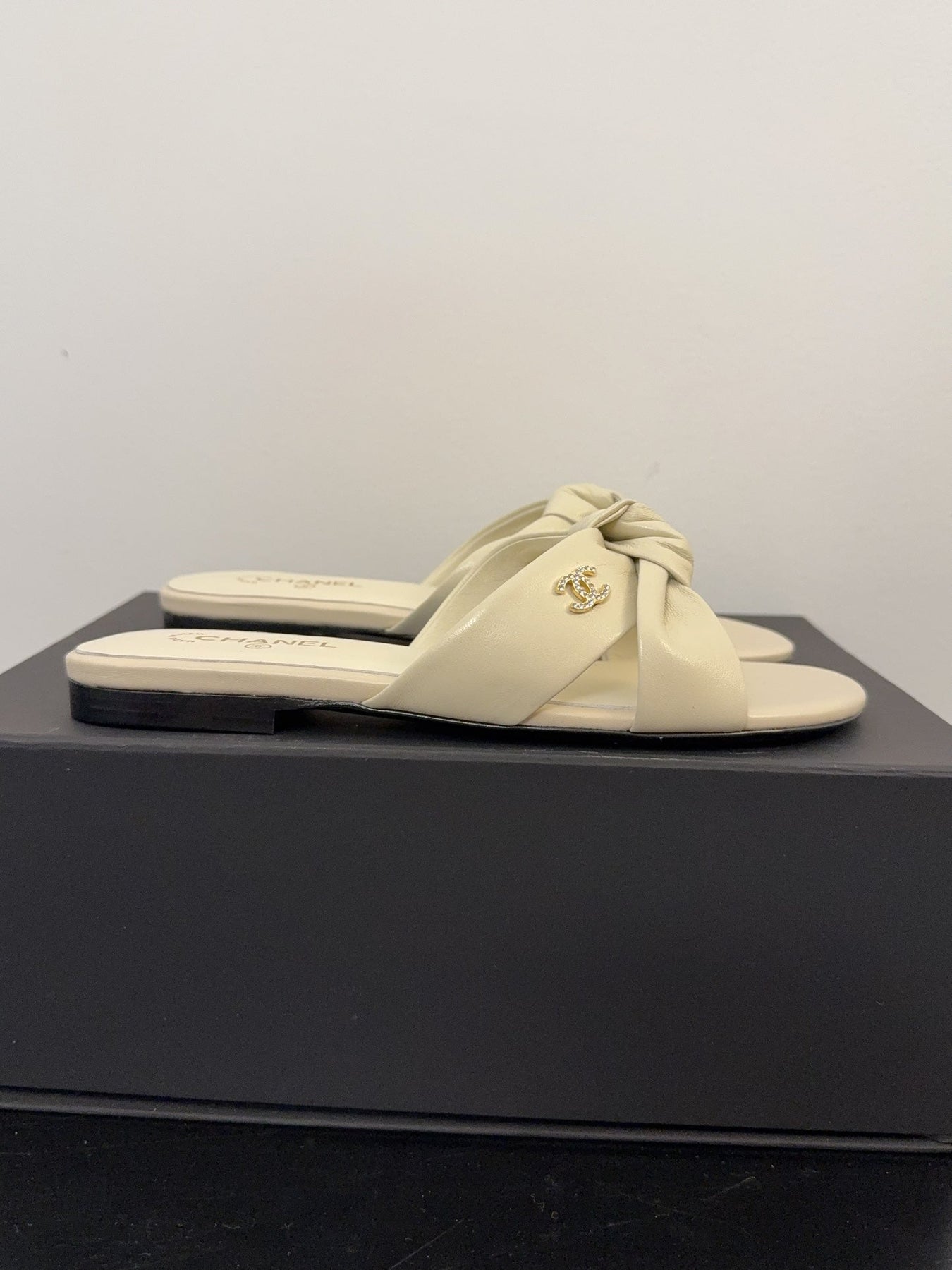 LACE MULE 2 CM IN WHITE CREAM LAMBSKIN