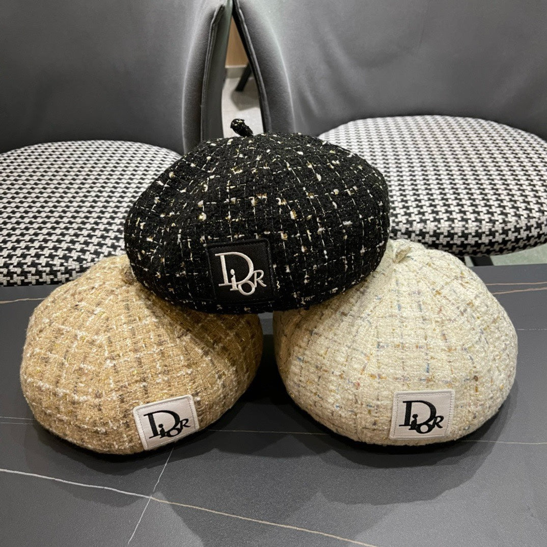 BERET HAT IN PEACH BEIGE TWEED 434679