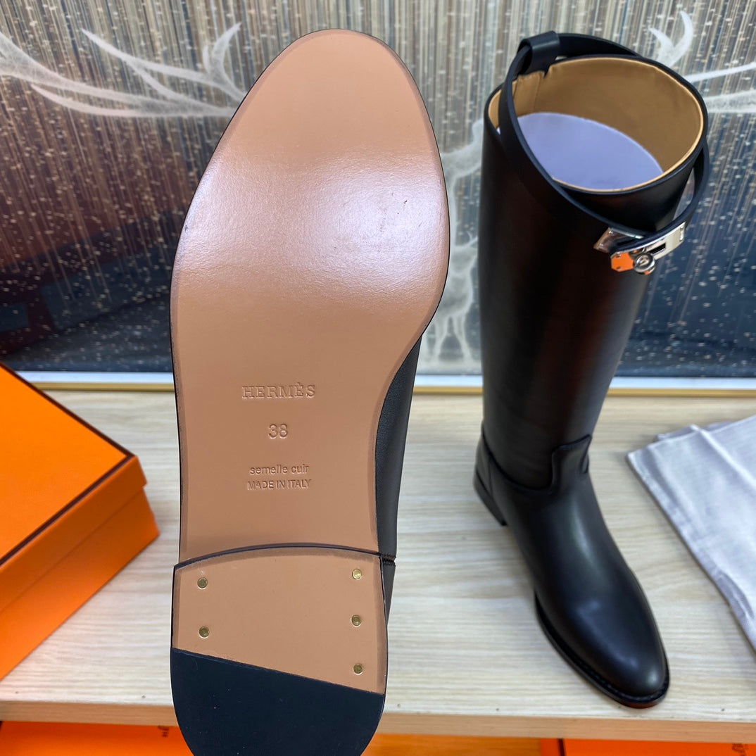 KNEE HIGH BOOTS IN BLACK CALFSKIN