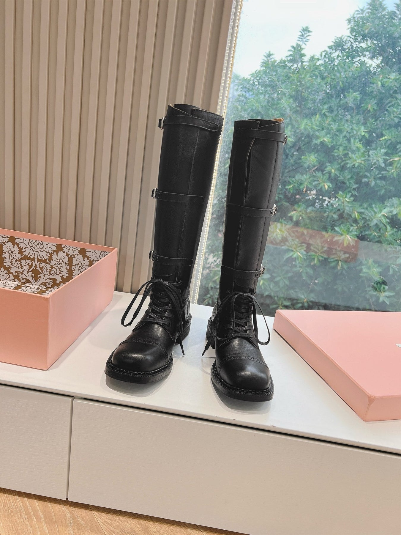 Army Boots Black Color Cowhide