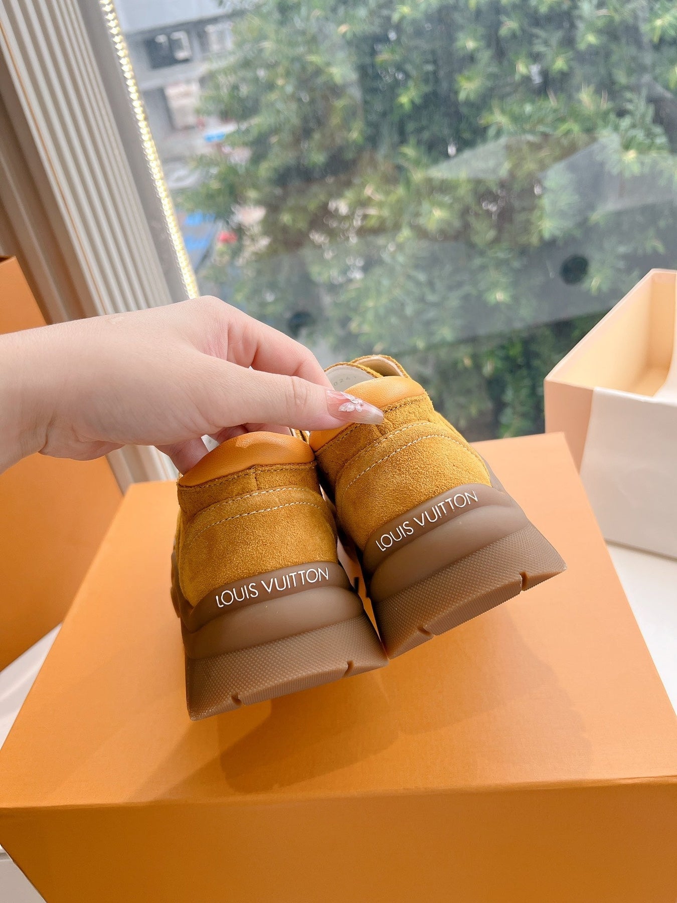 LV ARCHLIGHT SKATE SNEAKER IN HARVEST GOLD EMBOSSED SUEDE