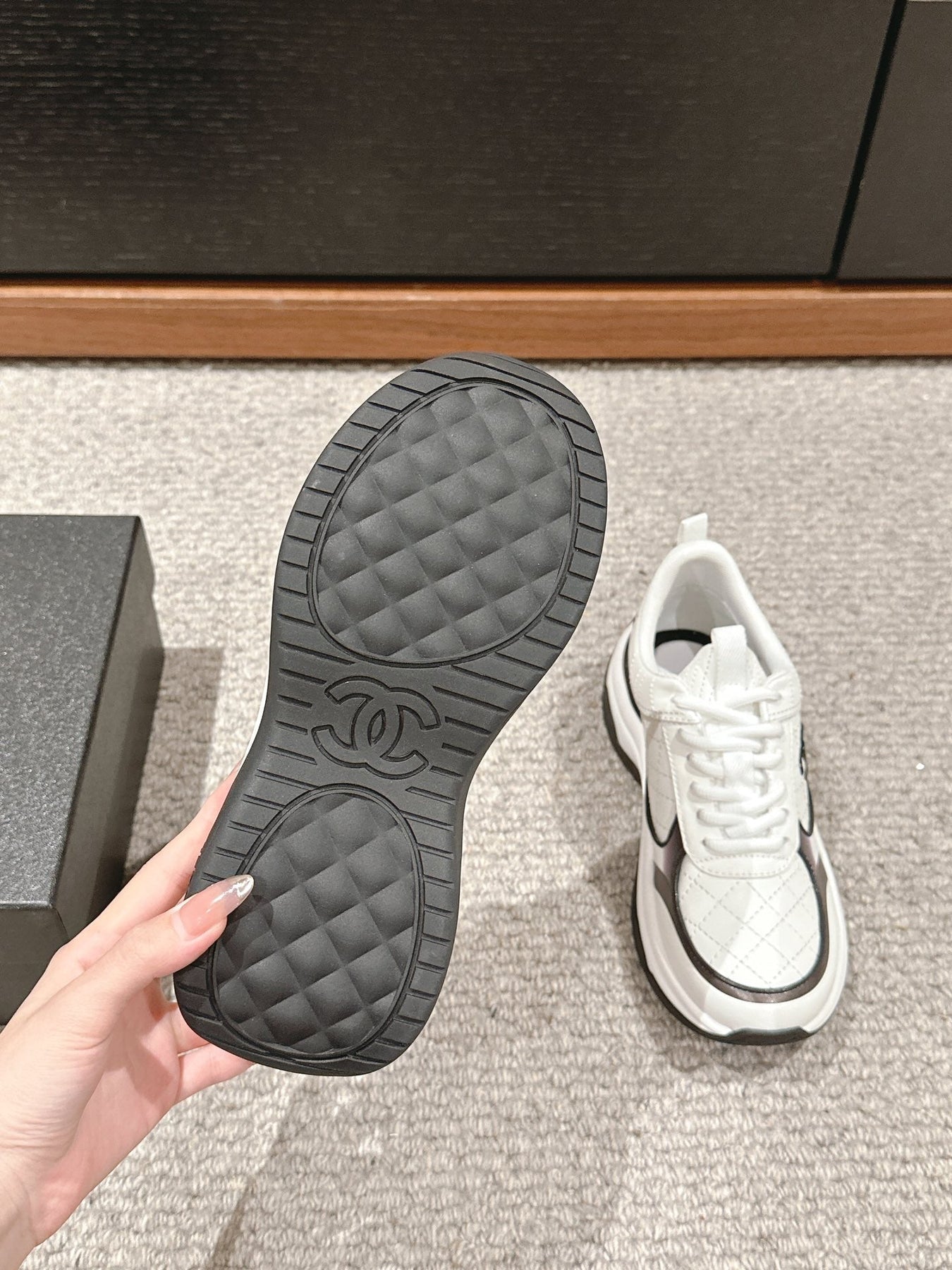 CC CLASSIC SNEAKER IN WHITE MIX BLACK LAMBSKIN