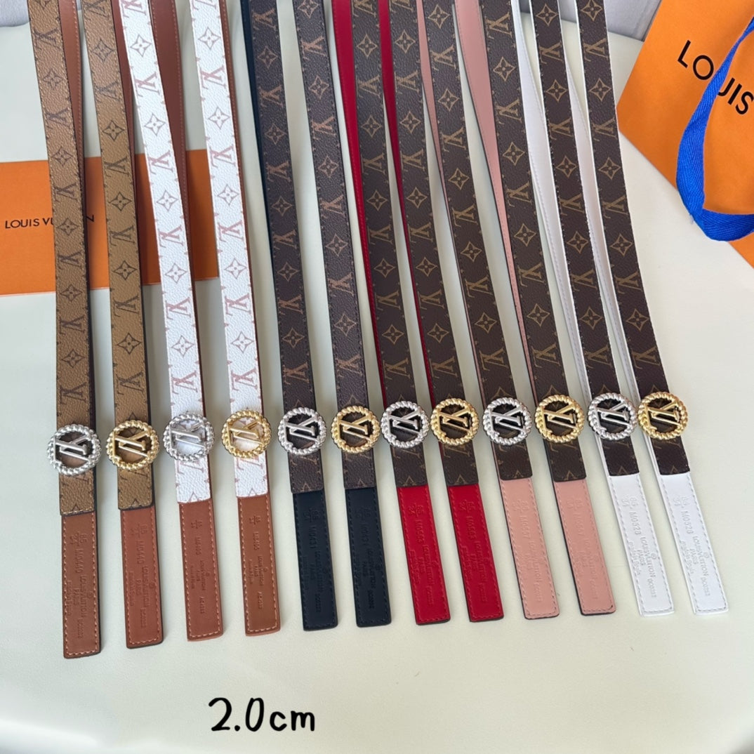 LV Circle Nautical 20mm Reversible Square End Tip Belt Silver Buckle Tan White lambskin
