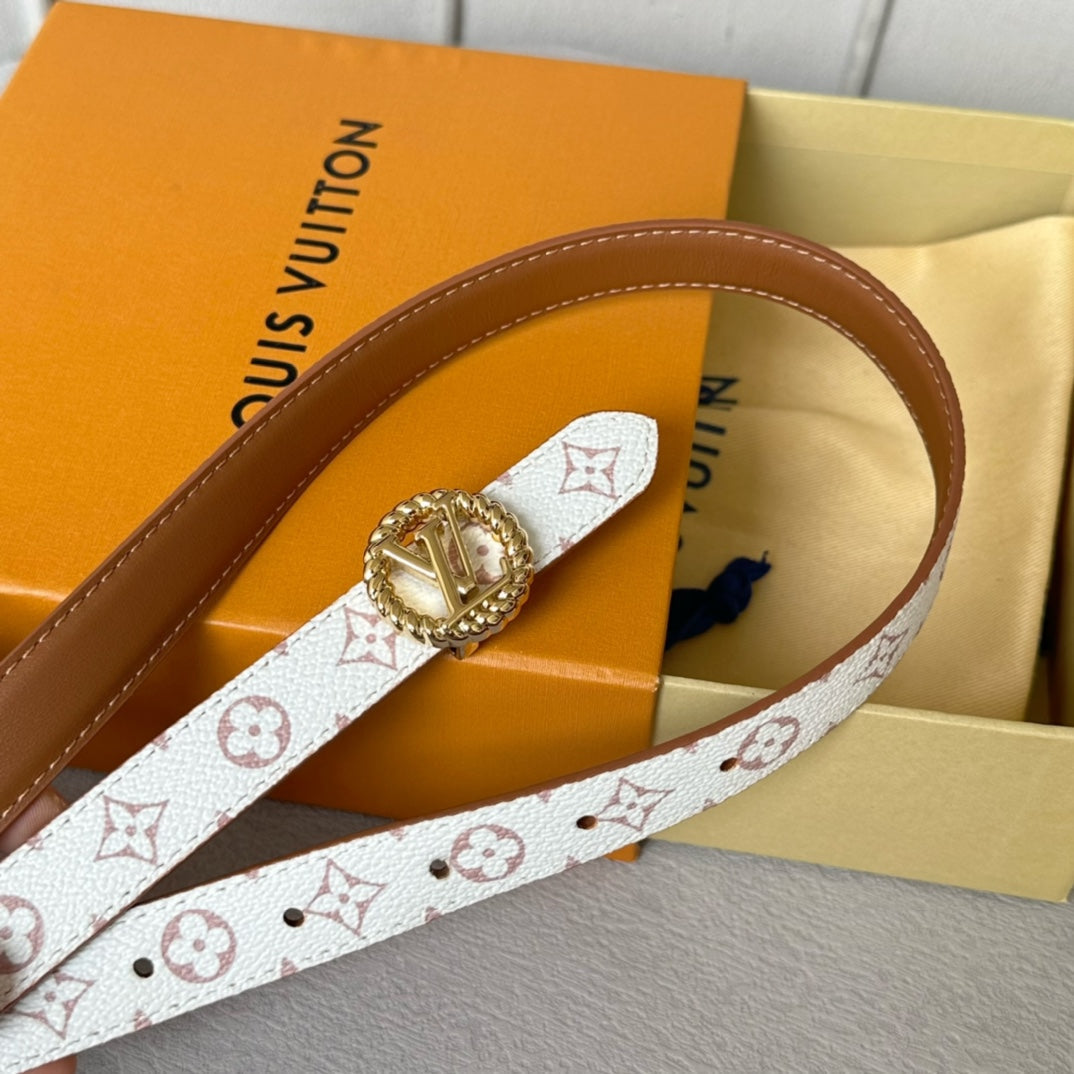 LV S-LOCK BELT 20 MM IN BRONZE BROWN CALFSKIN AND CIRCLE GOLD HARDWARE