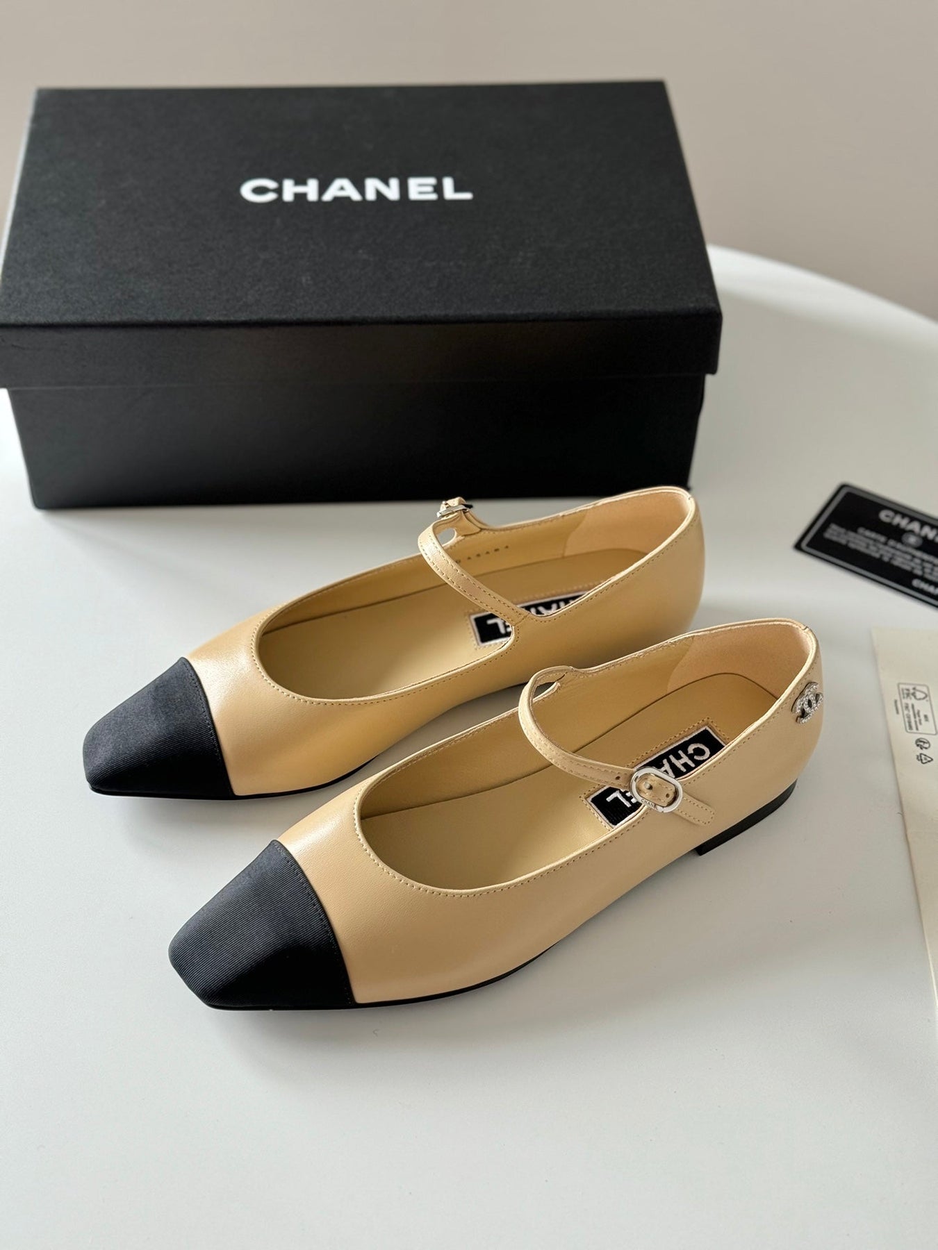 MARY JANE BEIGE CREAM MIX BLACK CALFSKIN