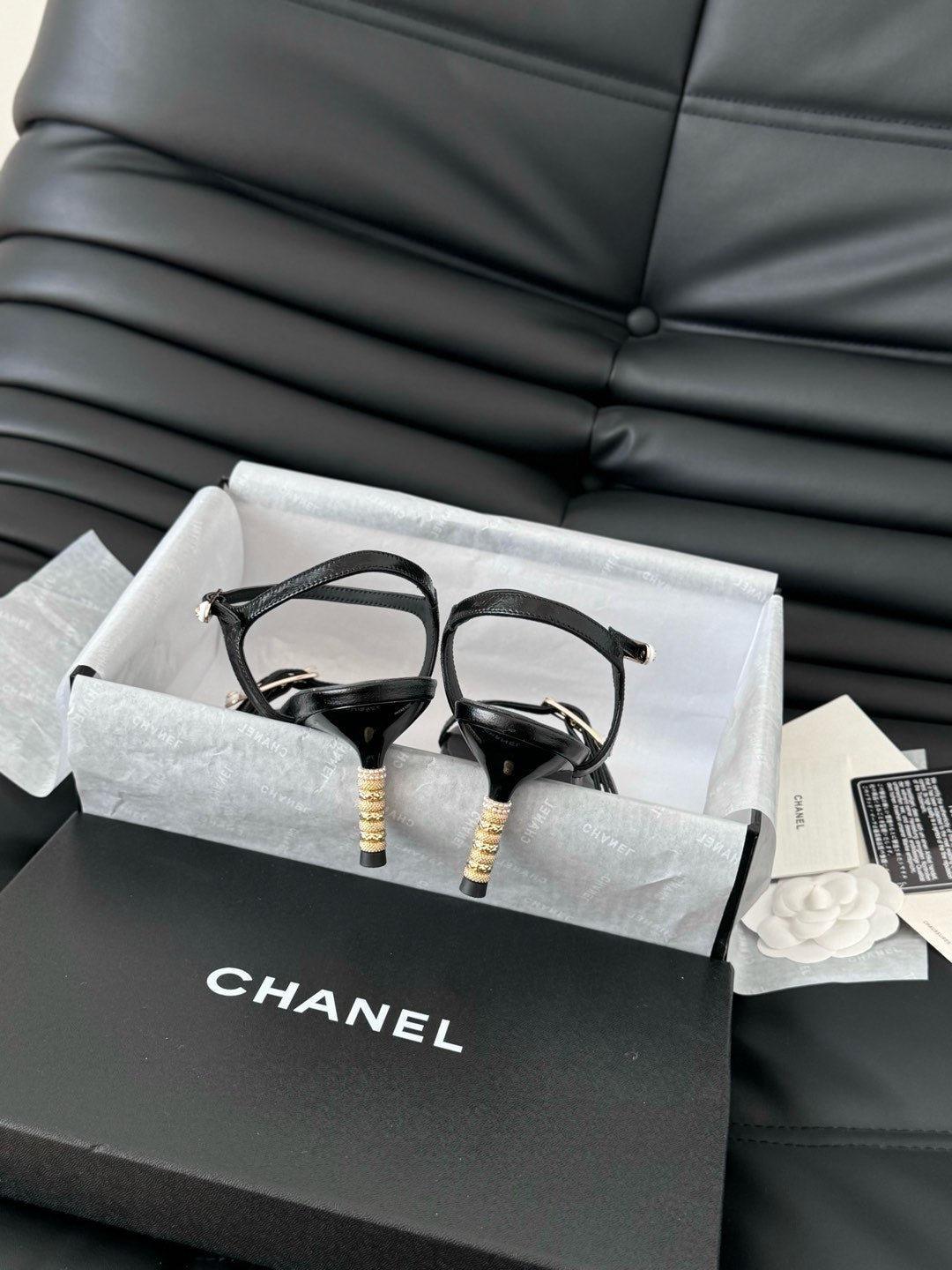 HIGH HEEL 75 MM SANDAL IN BLACK SHEEPSKIN