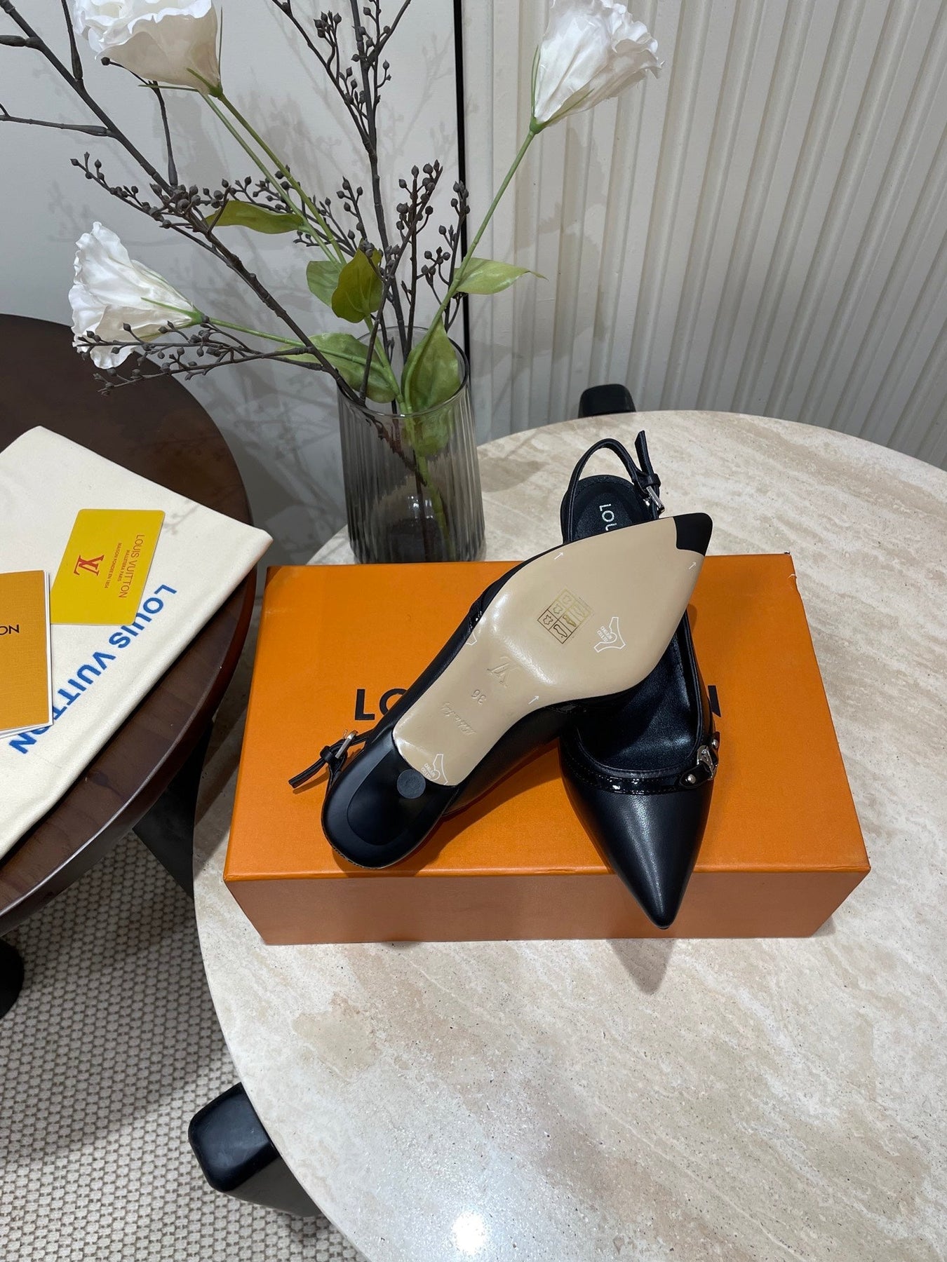 HIGH SLINGBACKS 5 CM IN BLACK CALFSKIN