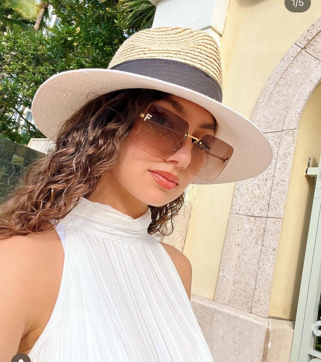 FIRST CRYSTAL SQUARE FRAME SUNGLASSES FE4082US IN METAL