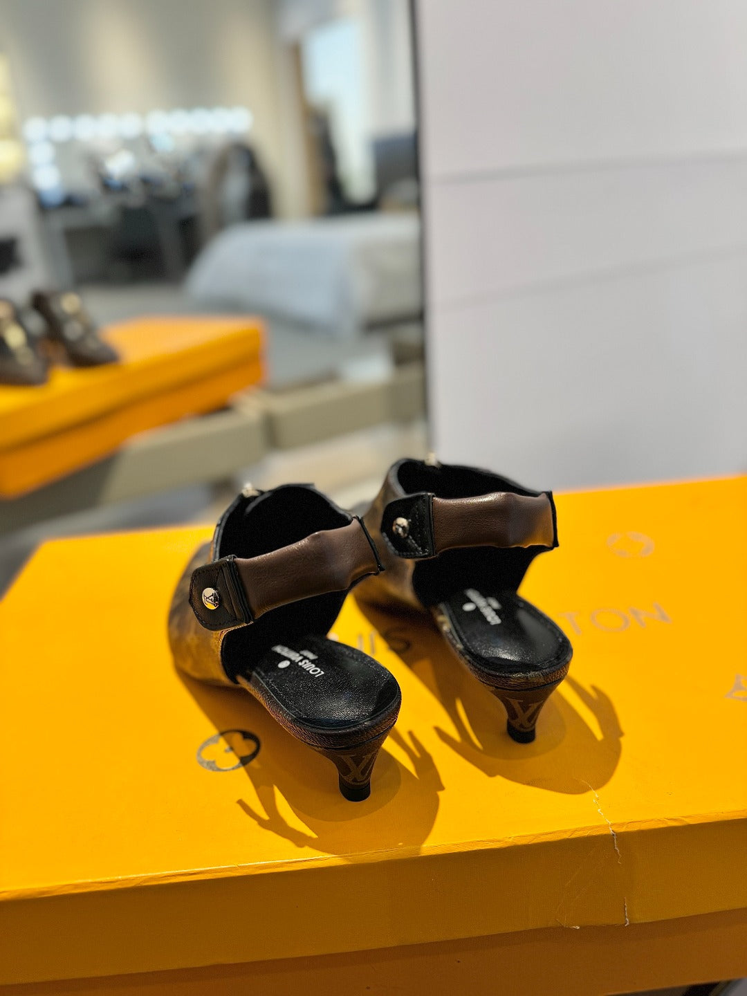 ALLURE HIGH 4.5 CM SLINGBACK IN CHOCOLATE BROWN MONOGRAM CALFSKIN