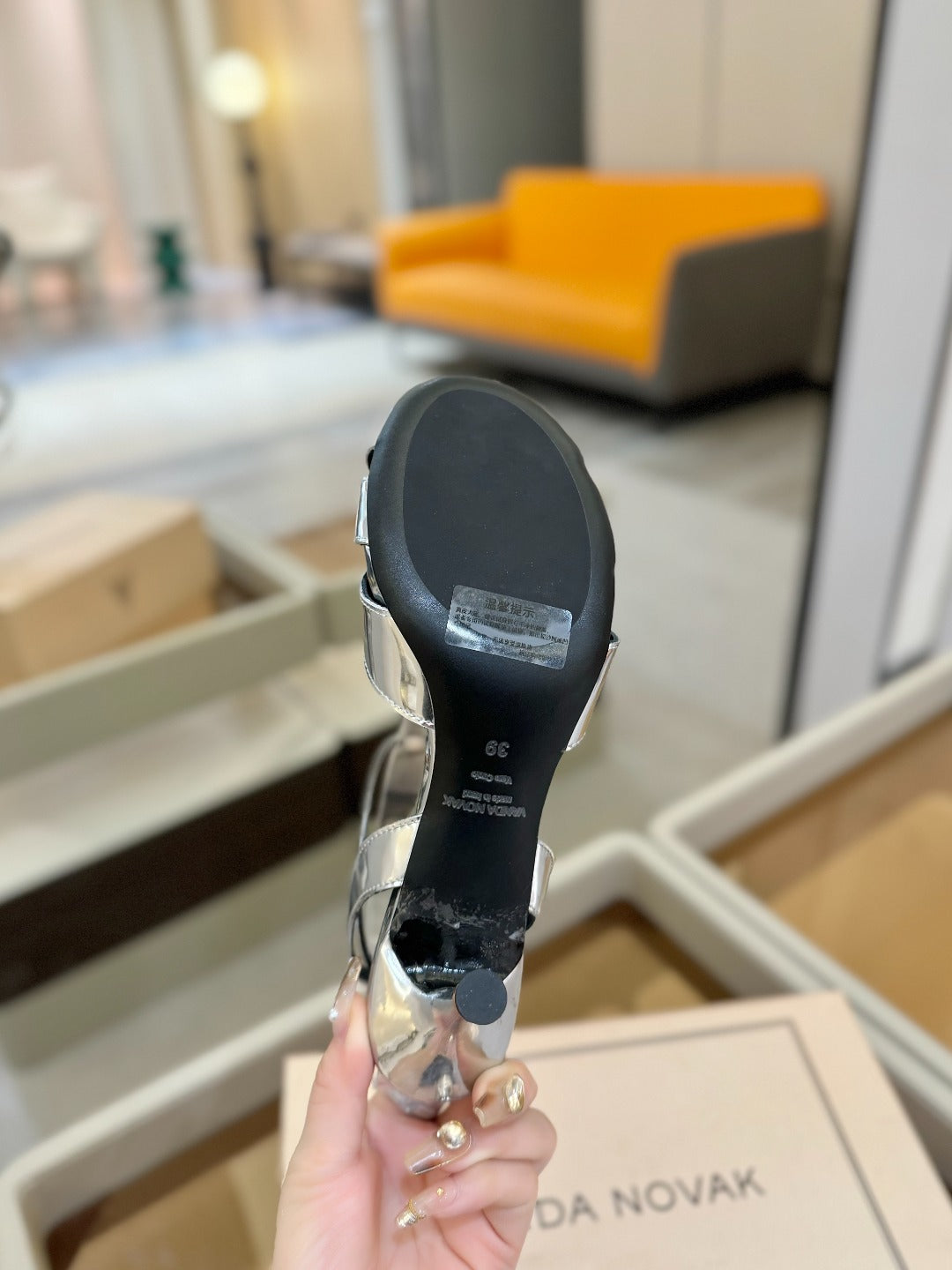 HIGH SANDALS 75 MM IN SILVER CALFSKIN