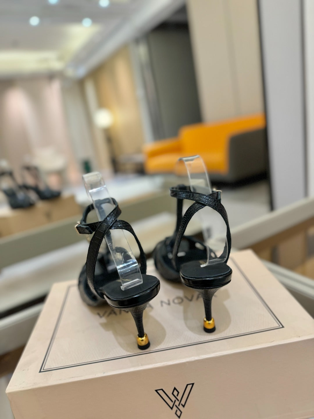 HIGH SANDALS 75 MM IN BLACK CALFSKIN