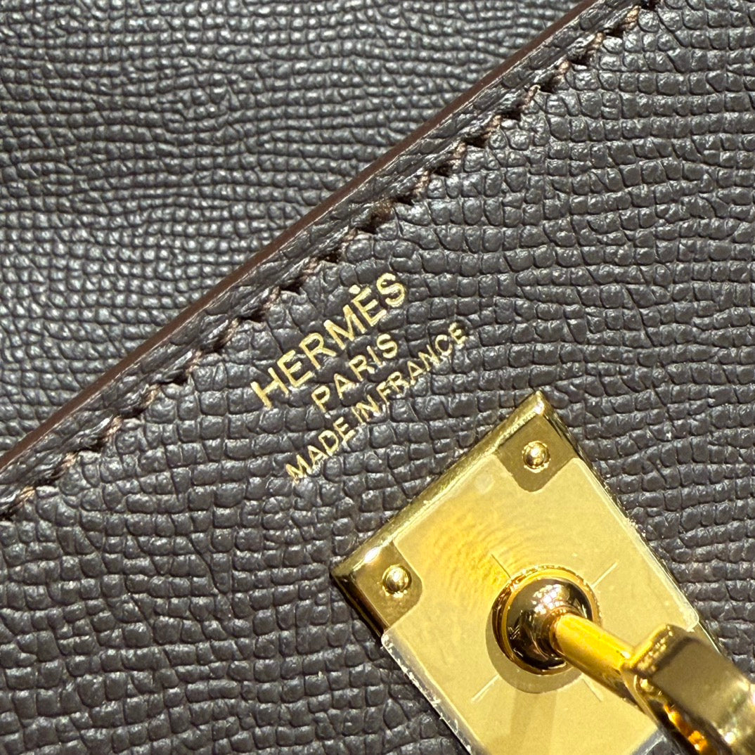 KELLY 25CM IN EBENE EPSOM CALFSKIN GOLD HARDWARE